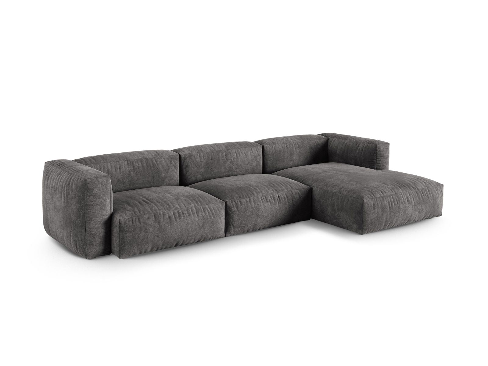 Elegantes 3-Sitzer XL Ecksofa rechts Martina in stilvollem Grau, ideal für moderne Wohnräume, von Micadoni.