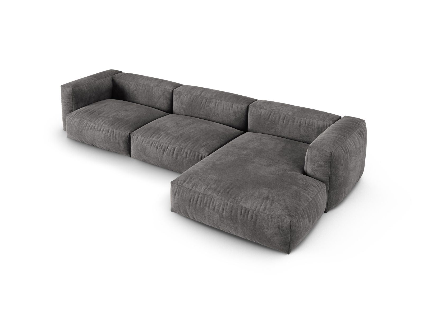 Elegantes 3-Sitzer XL Ecksofa rechts Martina in zeitlosem Grau, ideal für komfortable und moderne Wohnräume von Micadoni.