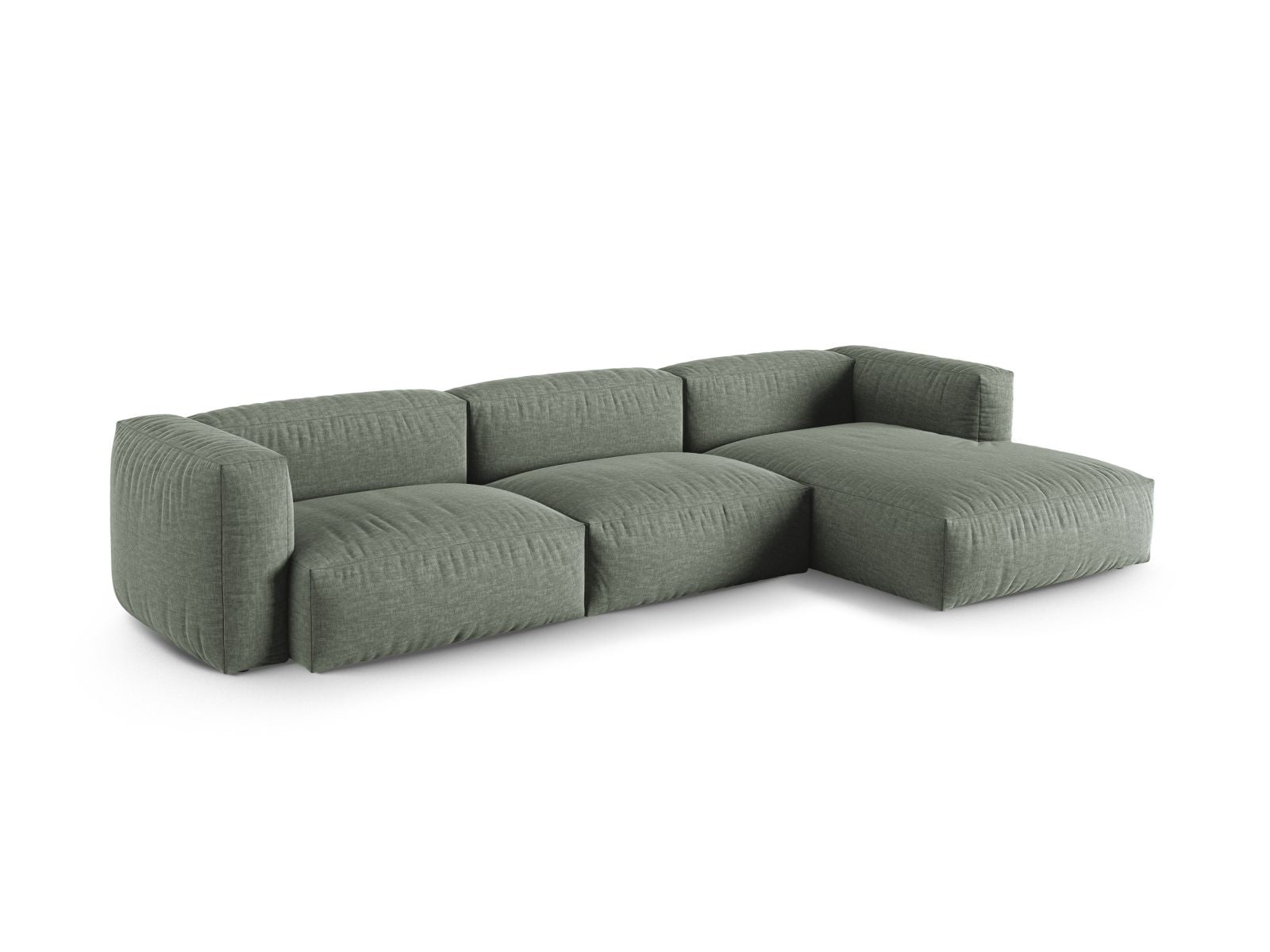 Elegantes 3-Sitzer Ecksofa XL Martina in Moss Green-Boston, ideal für stilvolle Wohnräume, präsentiert von Micadoni.