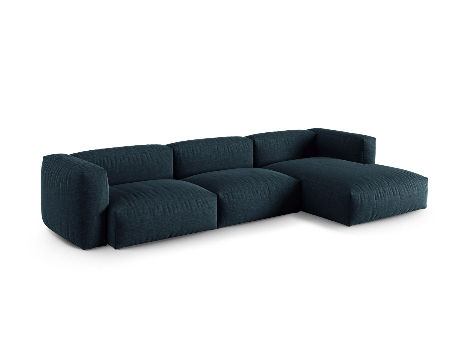 Elegantes 3-Sitzer Ecksofa XL Martina in stilvollem Blue Jeans-Boston, ideal für moderne Wohnräume und gemütliche Abende.