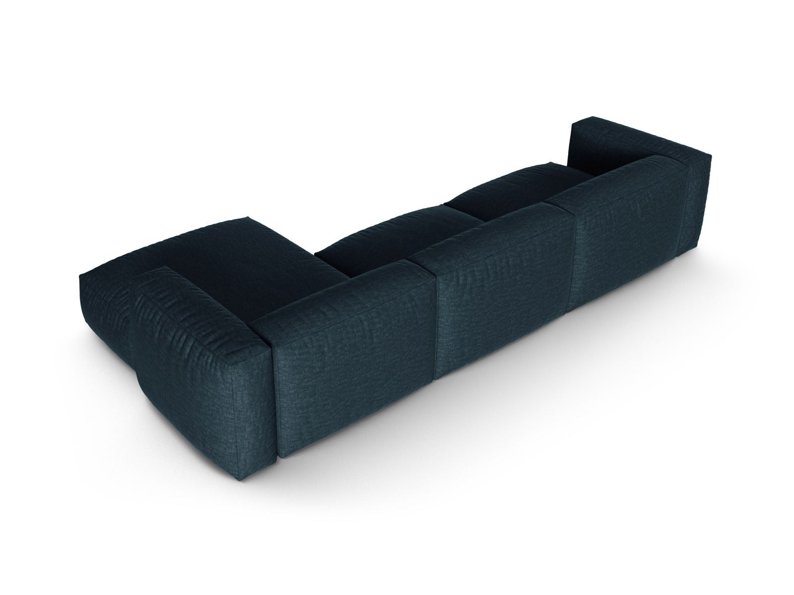Geräumiges Ecksofa XL Martina in trendigem Blue Jeans-Boston, perfekt für entspannte Stunden und modernes Wohndesign.