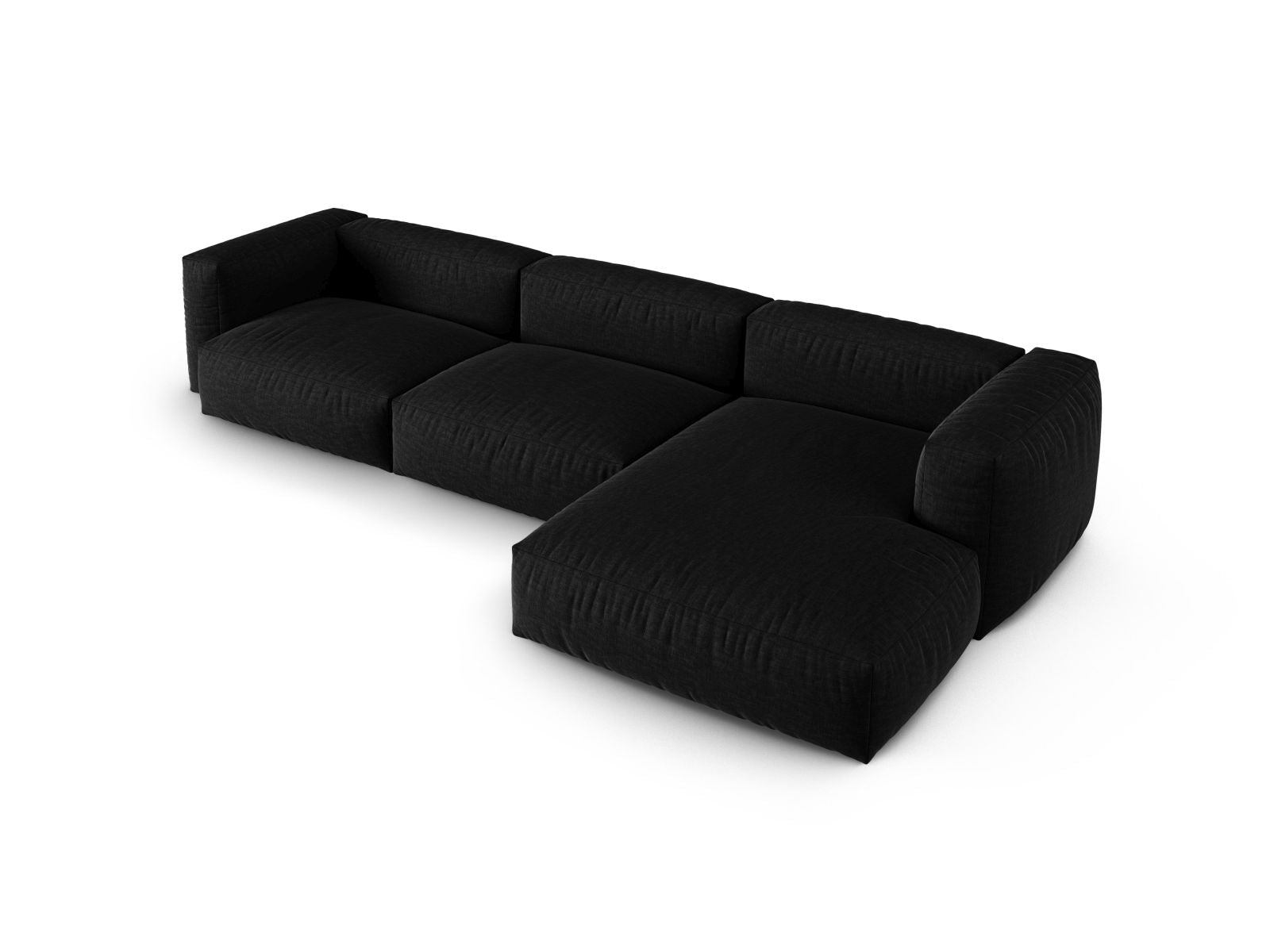 Elegantes XL Ecksofa Martina in Schwarz, ideal für großzügige Wohnräume, vereint modernen Stil mit hohem Sitzkomfort von Micadoni.