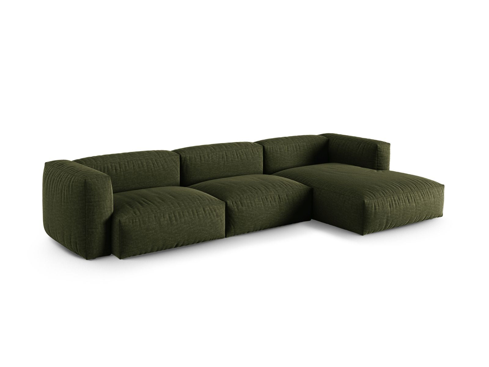 Elegantes 3-Sitzer Ecksofa XL Martina in stilvollem Grün, ideal für moderne Wohnräume, präsentiert von Micadoni.