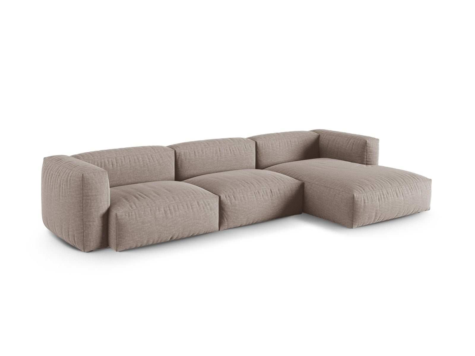 Elegantes 3-Sitzer Ecksofa XL Martina in stilvollem Dunkelbeige, ideal für moderne Wohnräume, präsentiert von Micadoni.