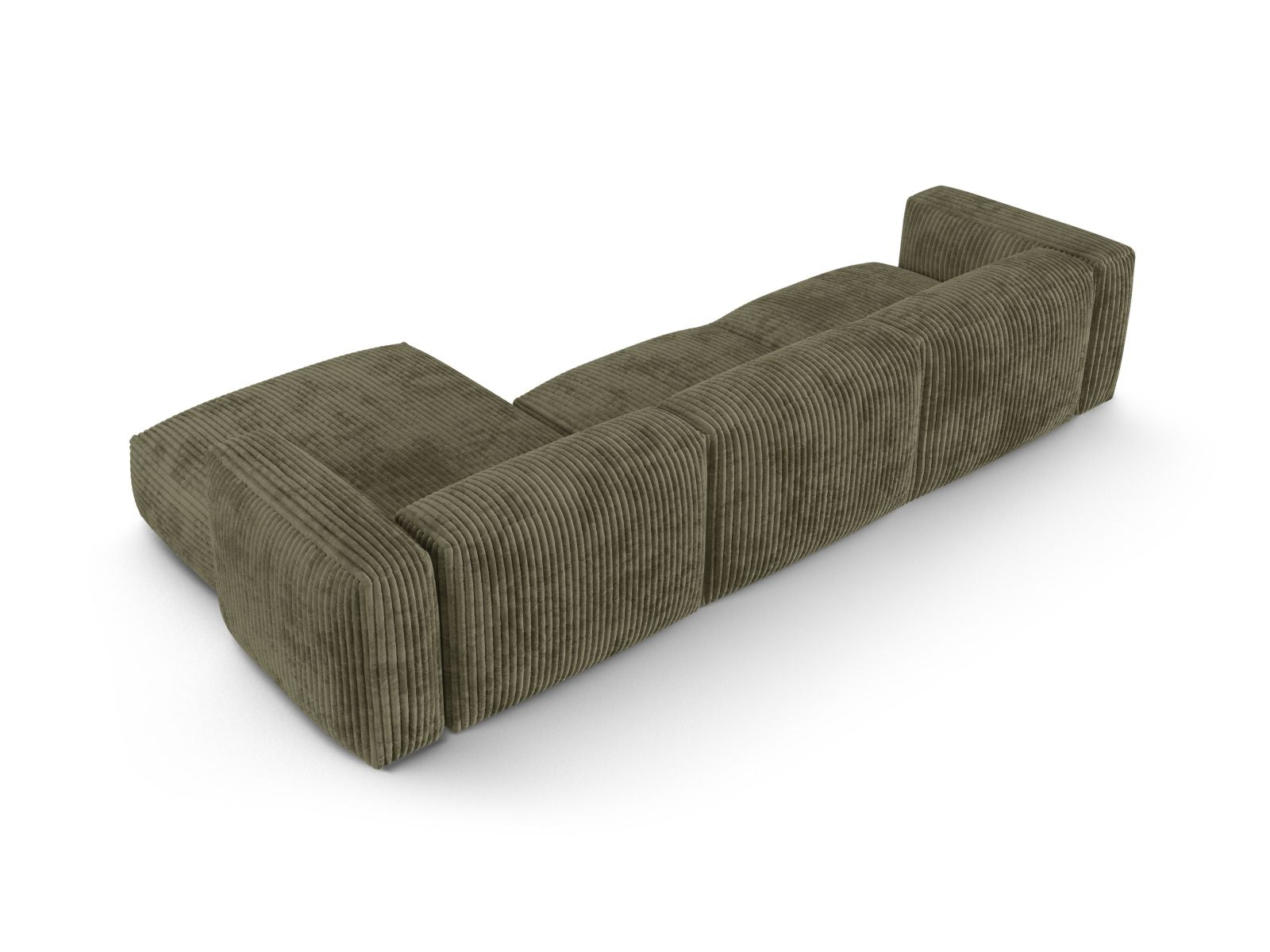 Geräumiges 3-Sitzer Ecksofa Martina in edlem Moss Green-Tilia, perfekt für stilvolle und gemütliche Wohnlandschaften von Micadoni.