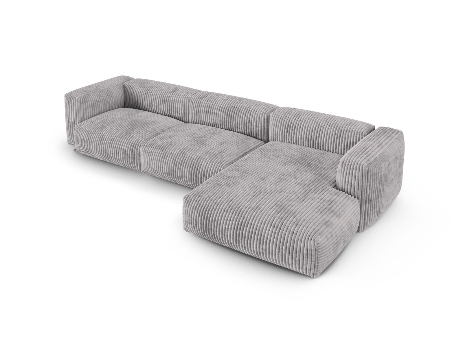 Geräumiges Ecksofa Martina in elegantem Grau, ideal für stilvolle Wohnräume und gesellige Stunden mit Freunden und Familie.