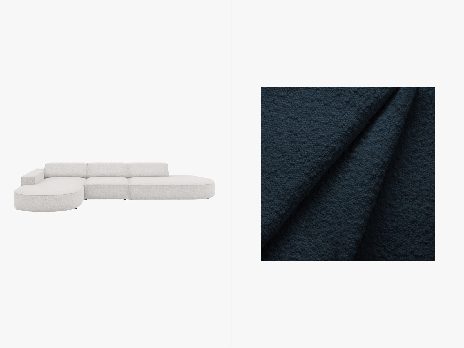 Jodie Boucle modulares Ecksofa links 4 Sitzer in Dark Blue präsentiert im Onlineshop von KAQTU Design AG. Ecksofa links ist von Micadoni