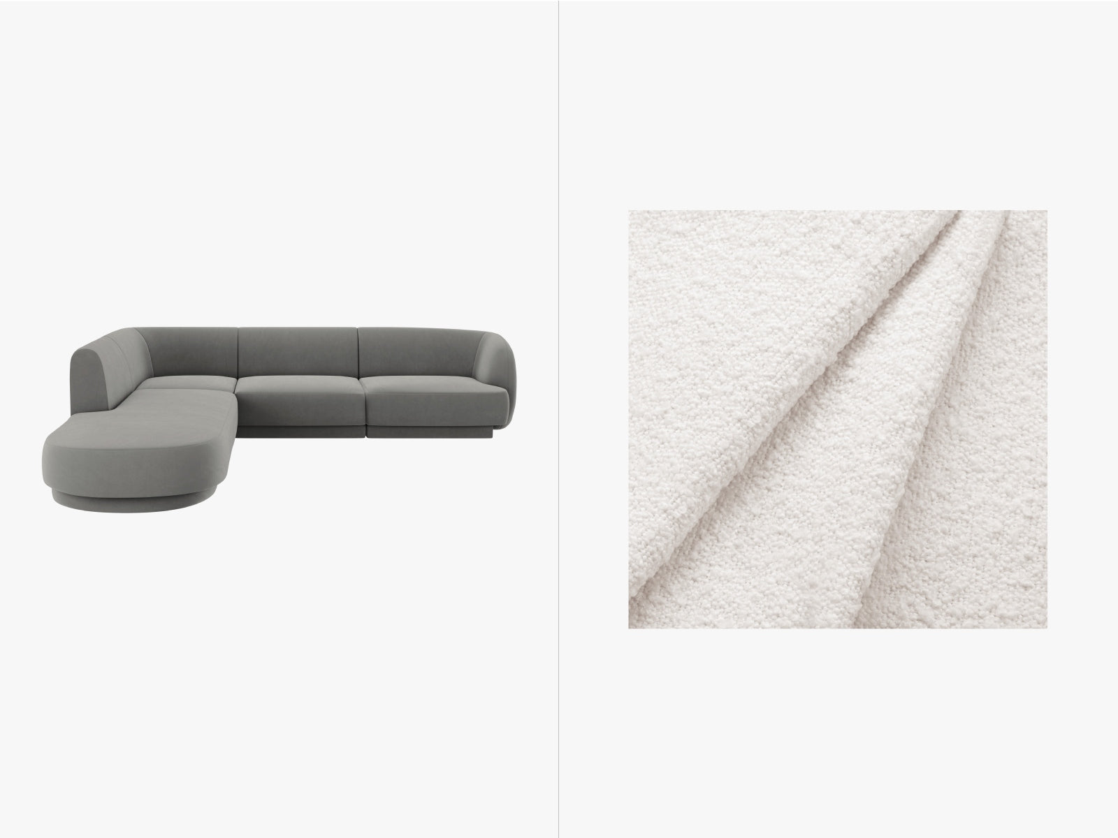 Miley Boucle Ecksofa links 6 Sitzer in White präsentiert im Onlineshop von KAQTU Design AG. Ecksofa links ist von Micadoni