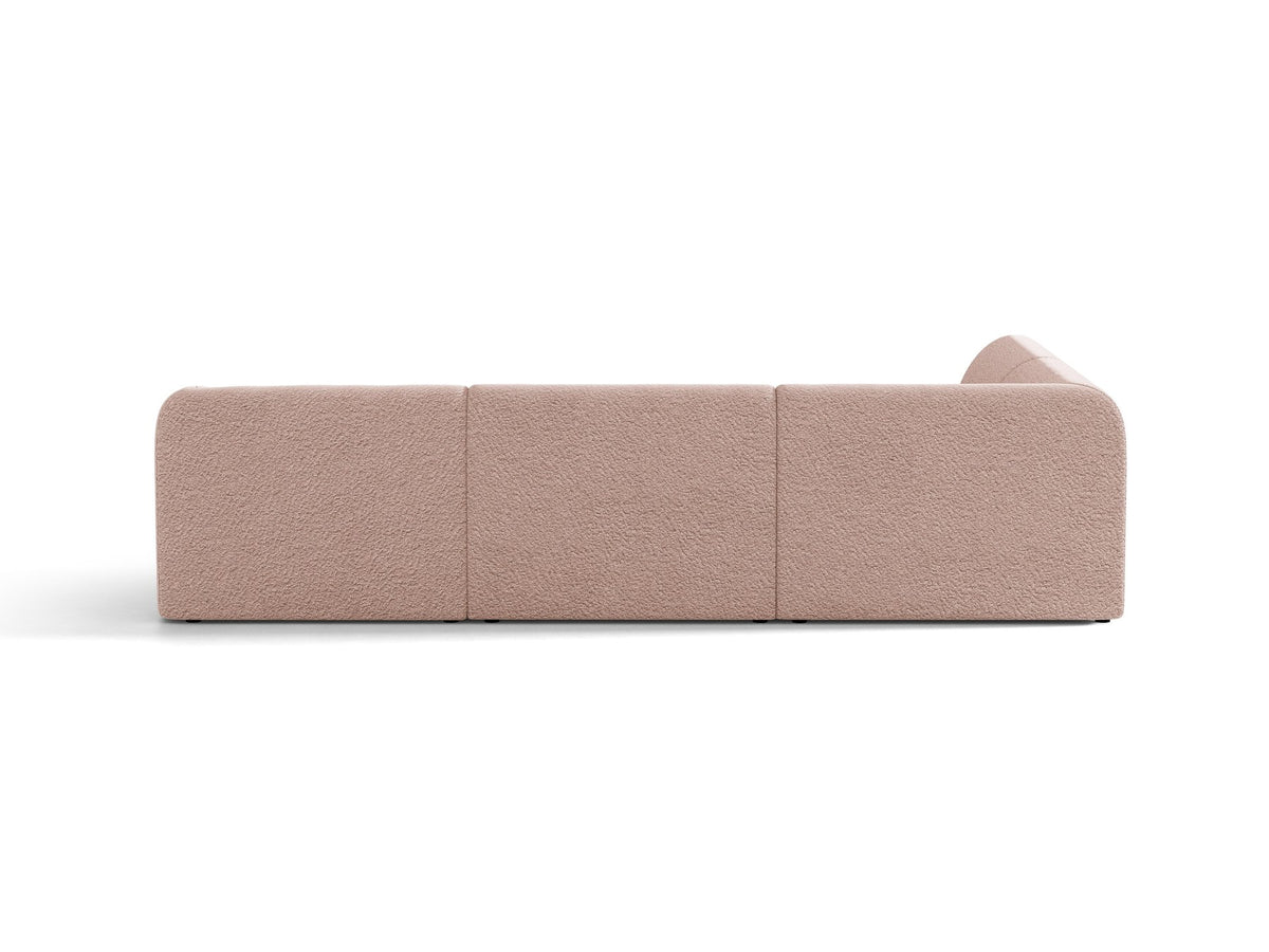 Dunkelbeiges L-förmiges Ecksofa Miley von Micadoni mit Bluvel-Stoff, schwarzen Kunststoffbeinen und linker Ausrichtung, freigestellt.