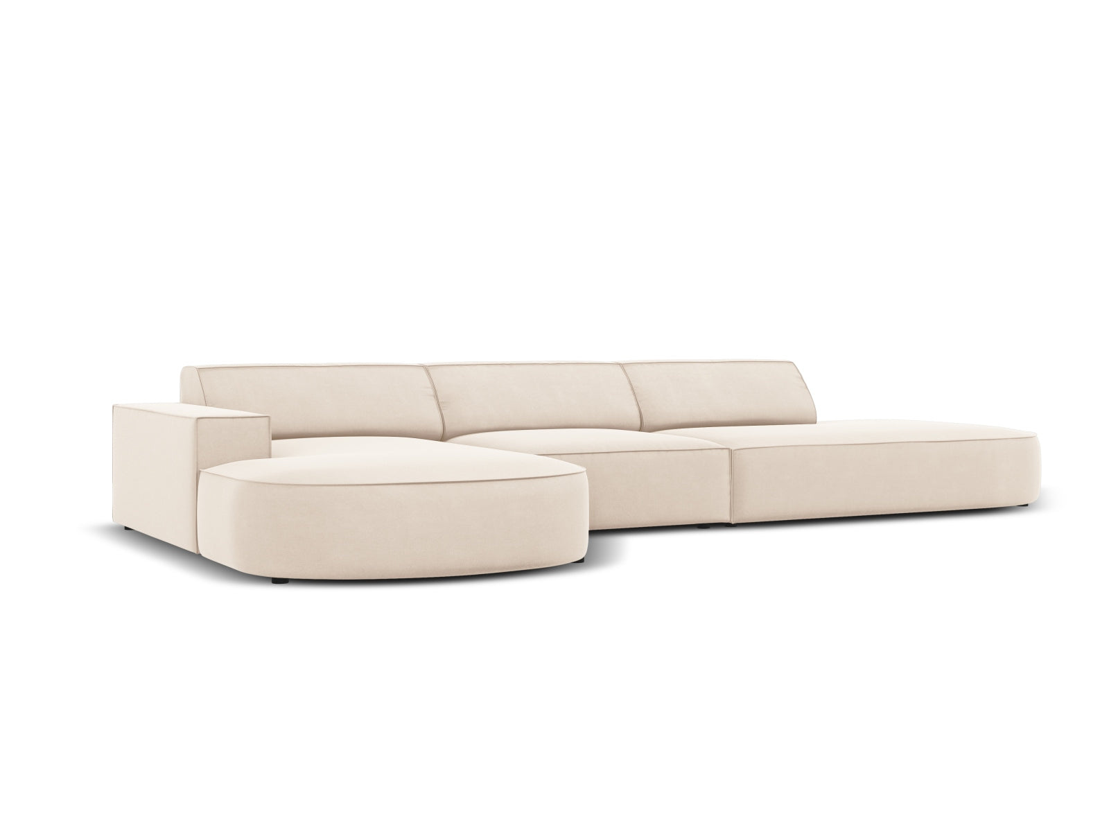 Jodie Velour modulares Ecksofa links 4 Sitzer in Light Beige präsentiert im Onlineshop von KAQTU Design AG. Ecksofa links ist von Micadoni
