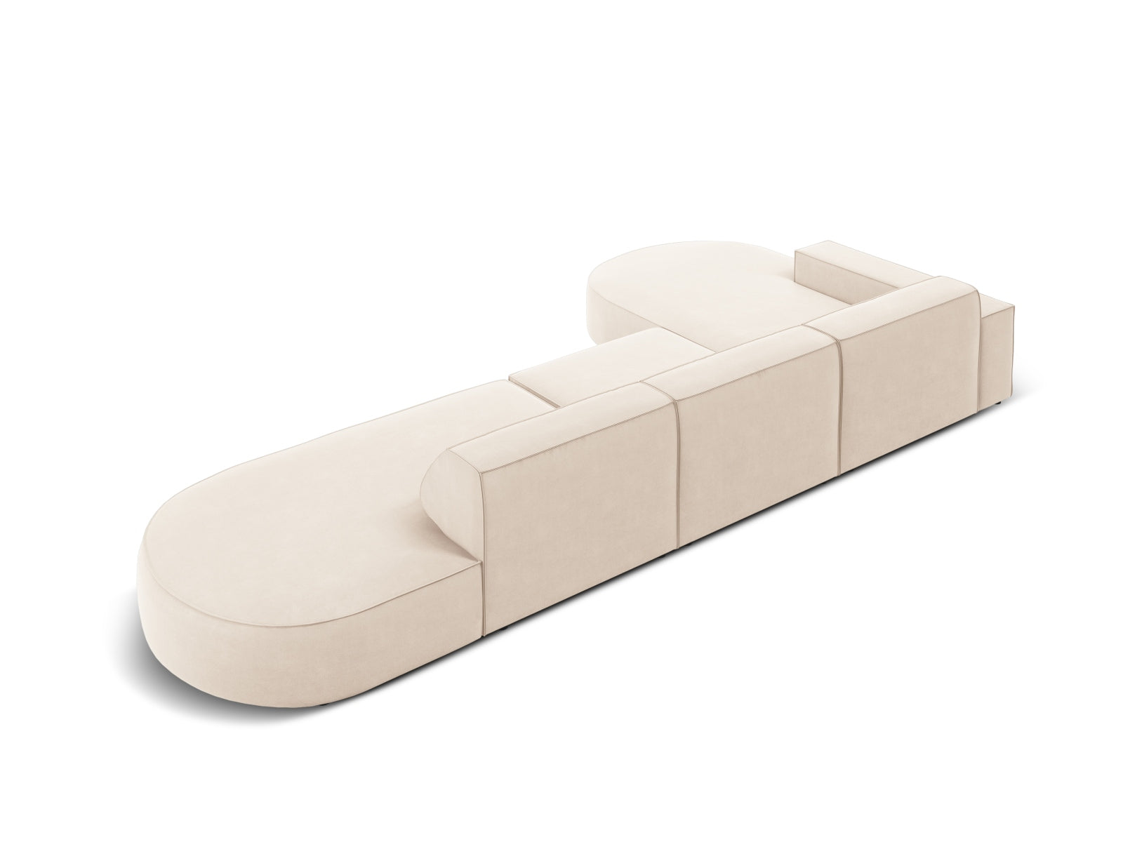 Jodie Velour modulares Ecksofa links 4 Sitzer in Light Beige präsentiert im Onlineshop von KAQTU Design AG. Ecksofa links ist von Micadoni