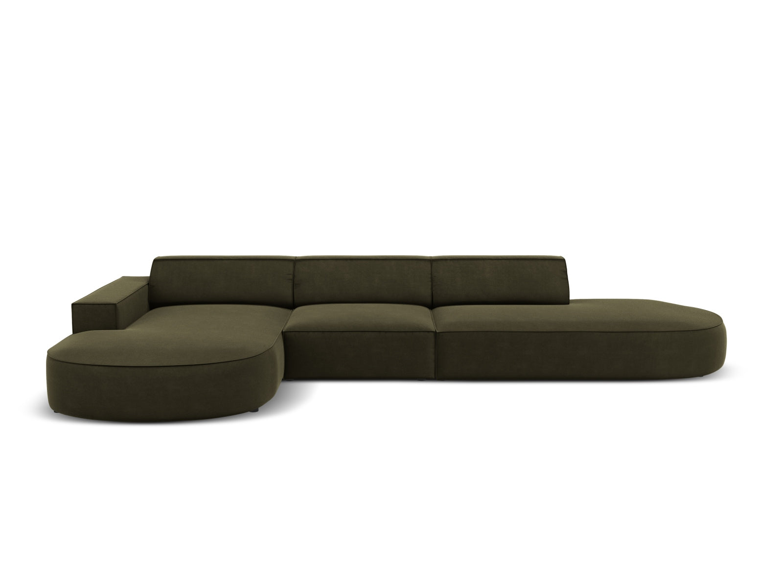 Jodie Velour modulares Ecksofa links 4 Sitzer in Green präsentiert im Onlineshop von KAQTU Design AG. Ecksofa links ist von Micadoni