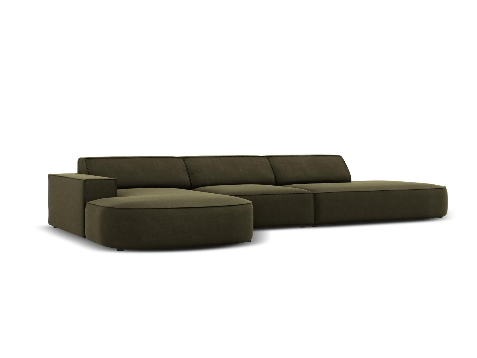 Jodie Velour modulares Ecksofa links 4 Sitzer in Green präsentiert im Onlineshop von KAQTU Design AG. Ecksofa links ist von Micadoni
