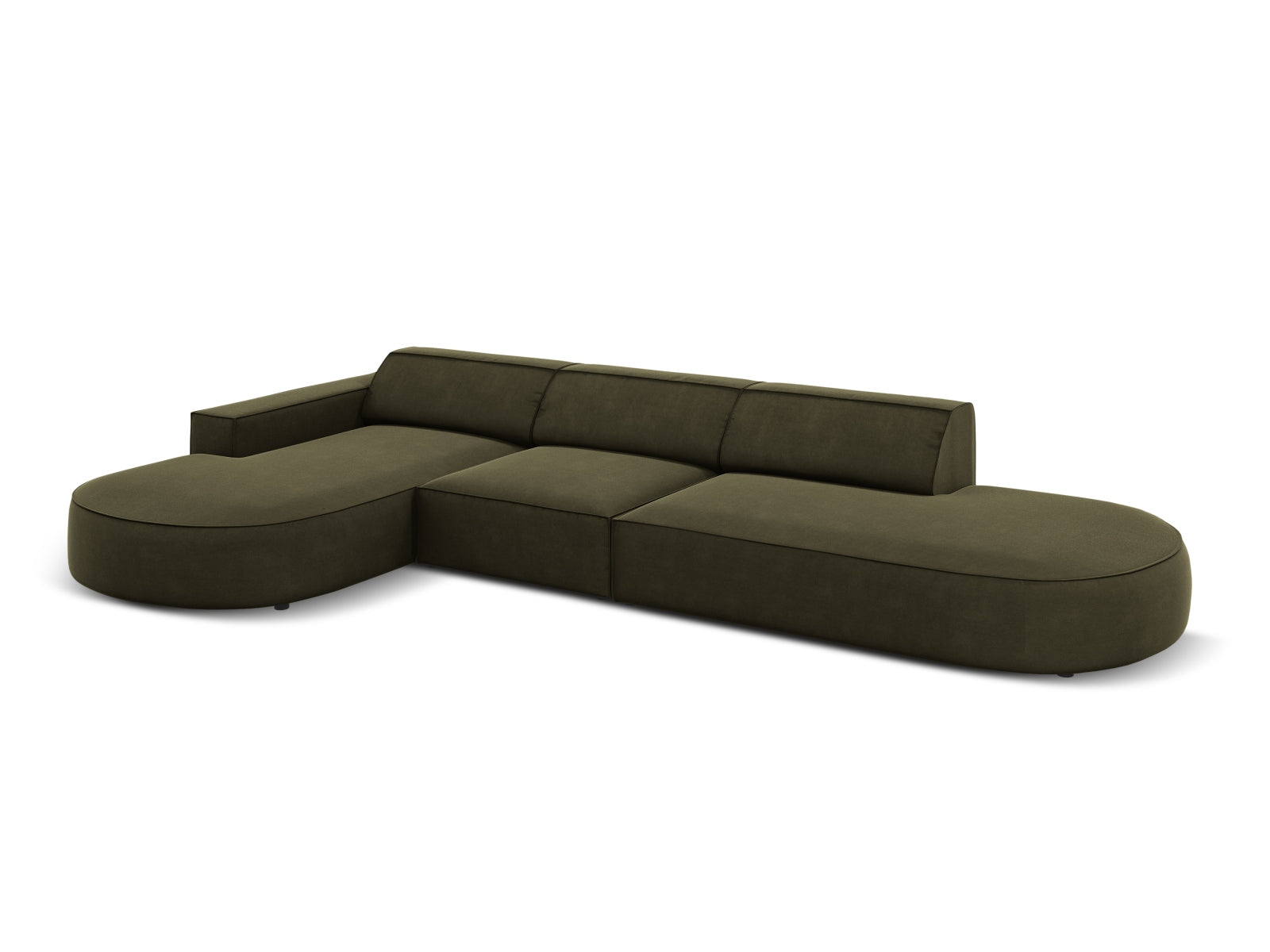 Jodie Velour modulares Ecksofa links 4 Sitzer in Green präsentiert im Onlineshop von KAQTU Design AG. Ecksofa links ist von Micadoni