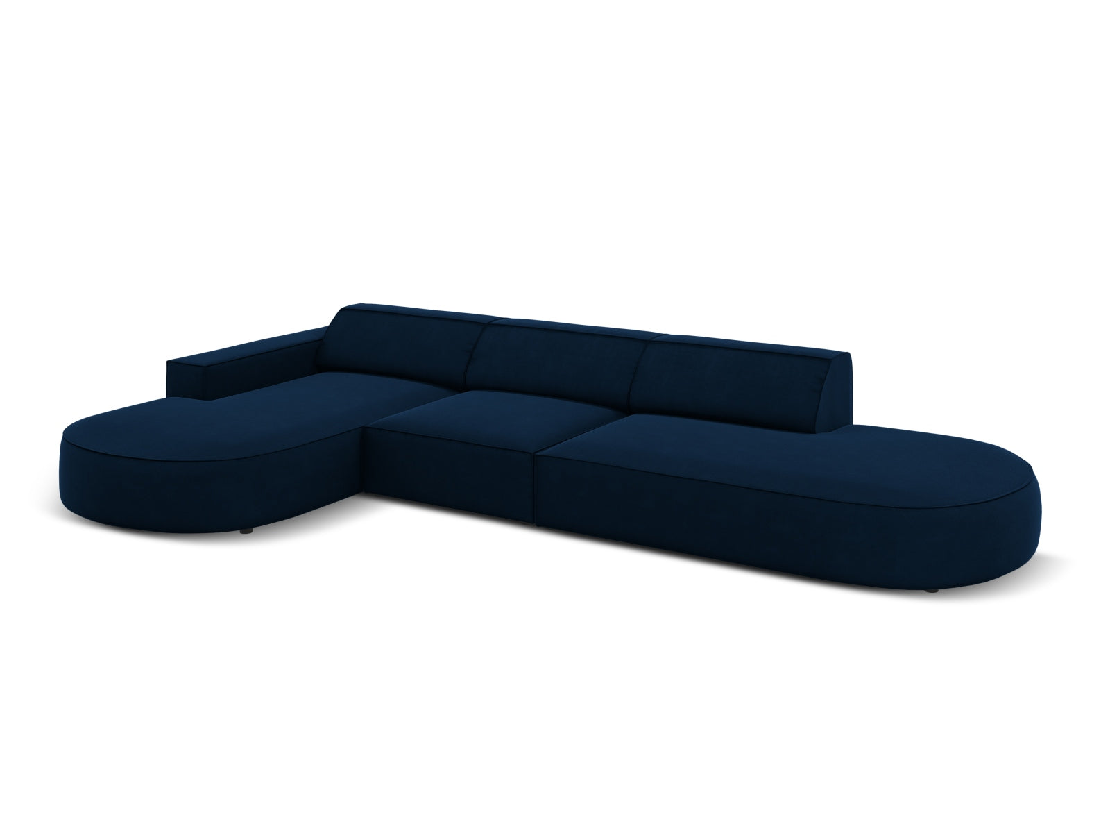 Jodie Velour modulares Ecksofa links 4 Sitzer in Royal Blue präsentiert im Onlineshop von KAQTU Design AG. Ecksofa links ist von Micadoni