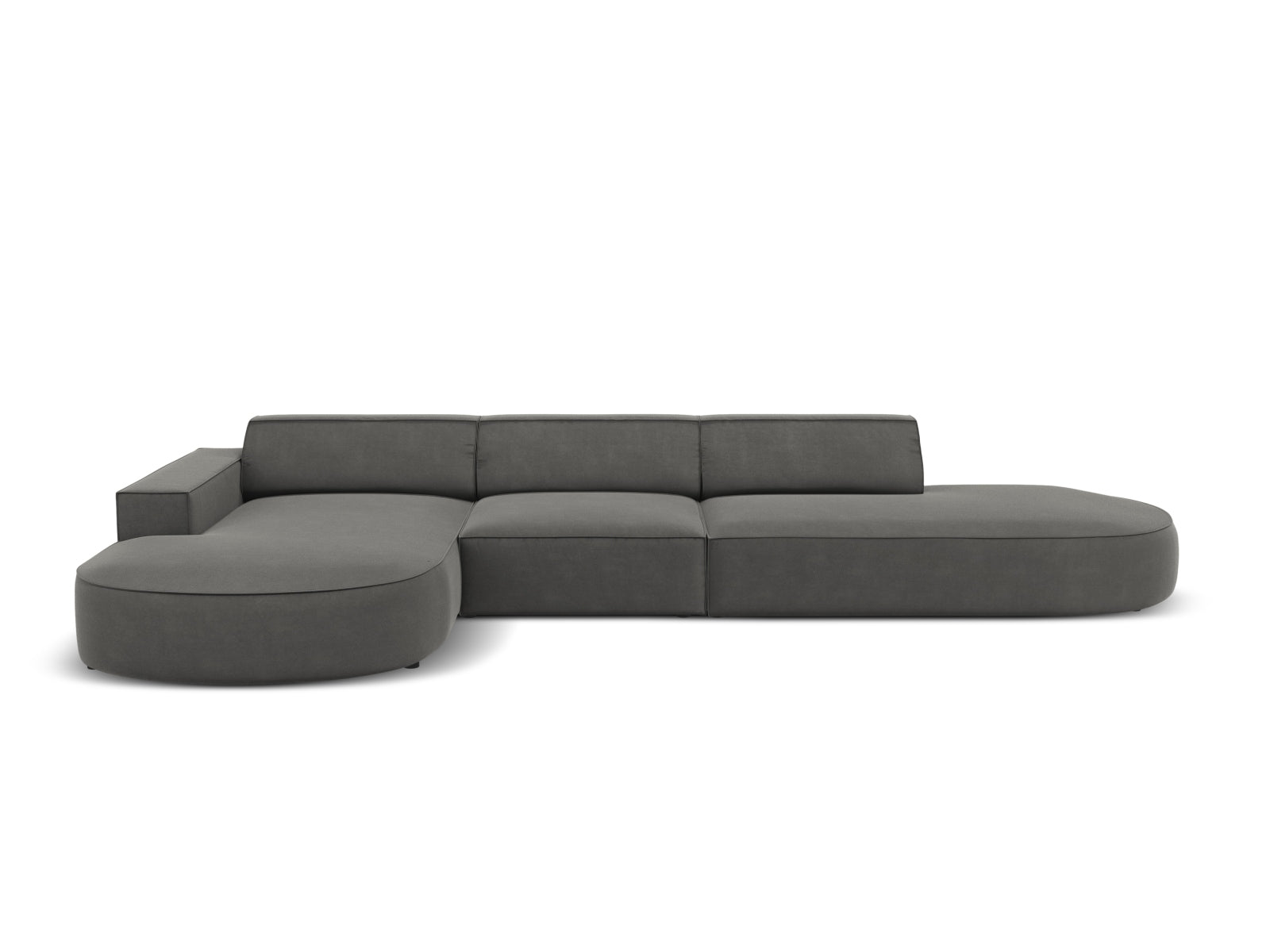 Jodie Velour modulares Ecksofa links 4 Sitzer in Light Grey präsentiert im Onlineshop von KAQTU Design AG. Ecksofa links ist von Micadoni