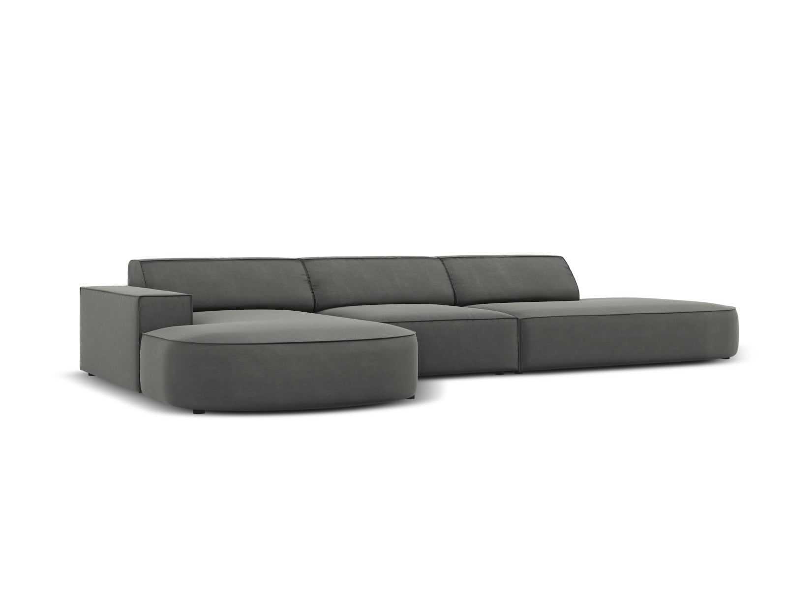 Jodie Velour modulares Ecksofa links 4 Sitzer in Light Grey präsentiert im Onlineshop von KAQTU Design AG. Ecksofa links ist von Micadoni