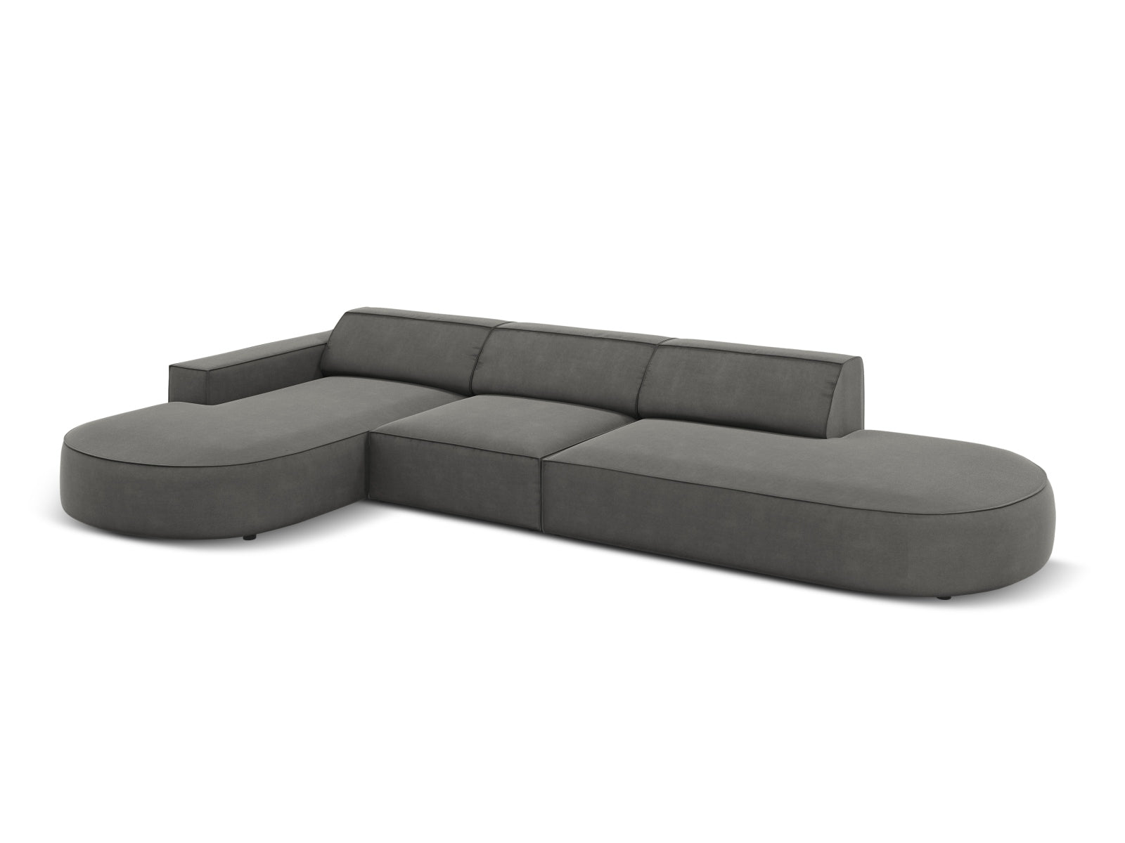 Jodie Velour modulares Ecksofa links 4 Sitzer in Light Grey präsentiert im Onlineshop von KAQTU Design AG. Ecksofa links ist von Micadoni