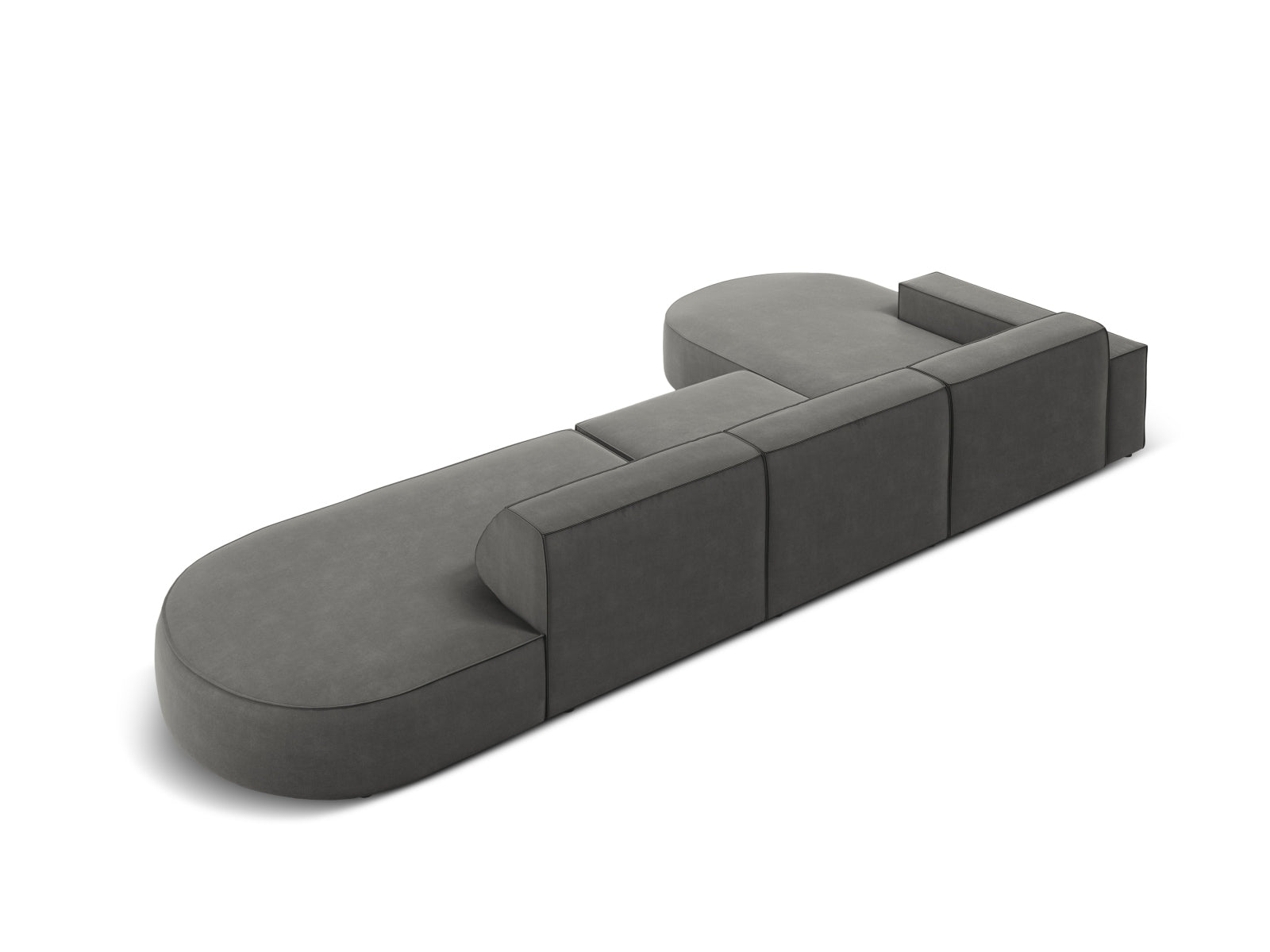 Jodie Velour modulares Ecksofa links 4 Sitzer in Light Grey präsentiert im Onlineshop von KAQTU Design AG. Ecksofa links ist von Micadoni