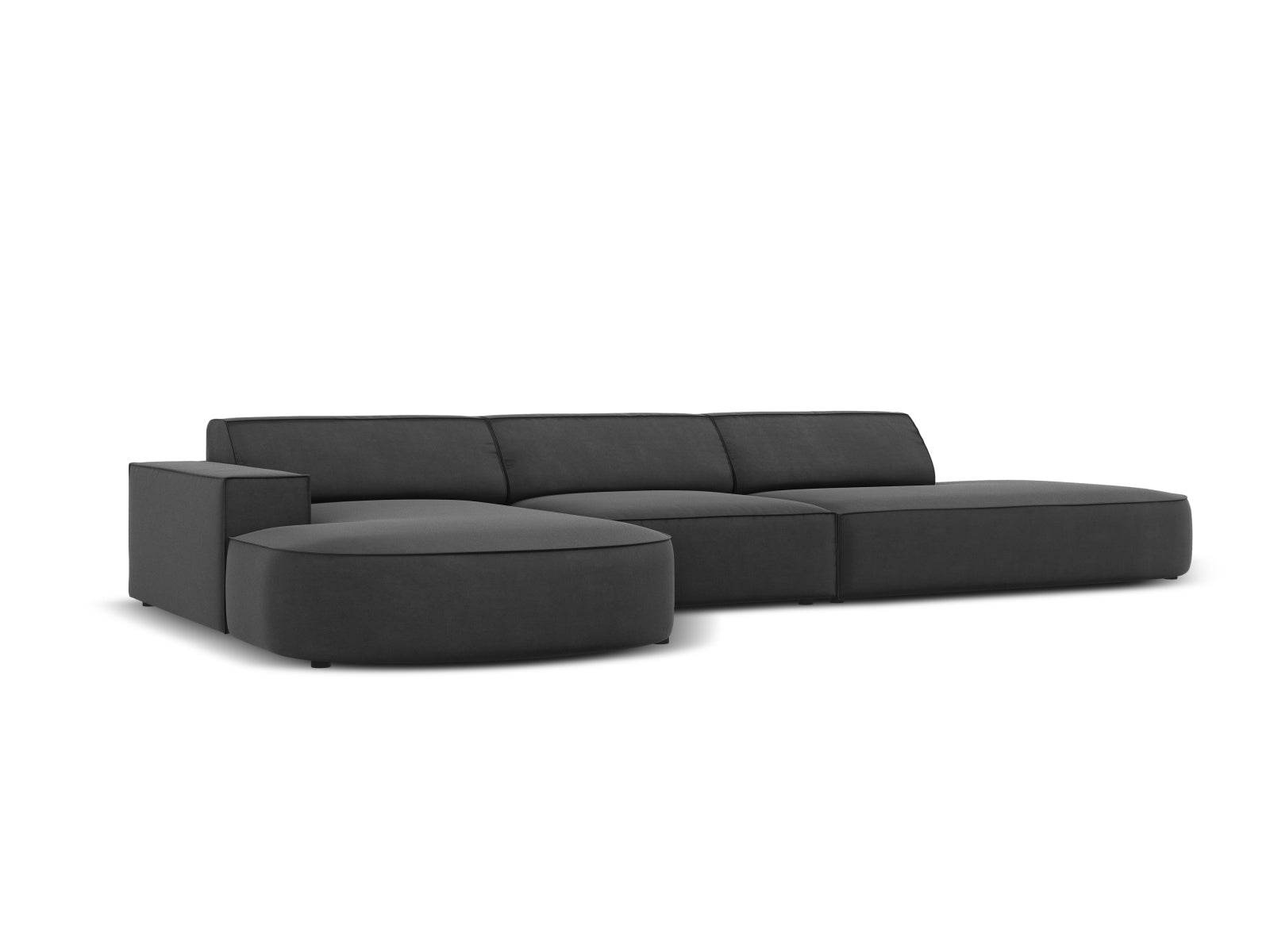 Jodie Velour modulares Ecksofa links 4 Sitzer in Grey präsentiert im Onlineshop von KAQTU Design AG. Ecksofa links ist von Micadoni
