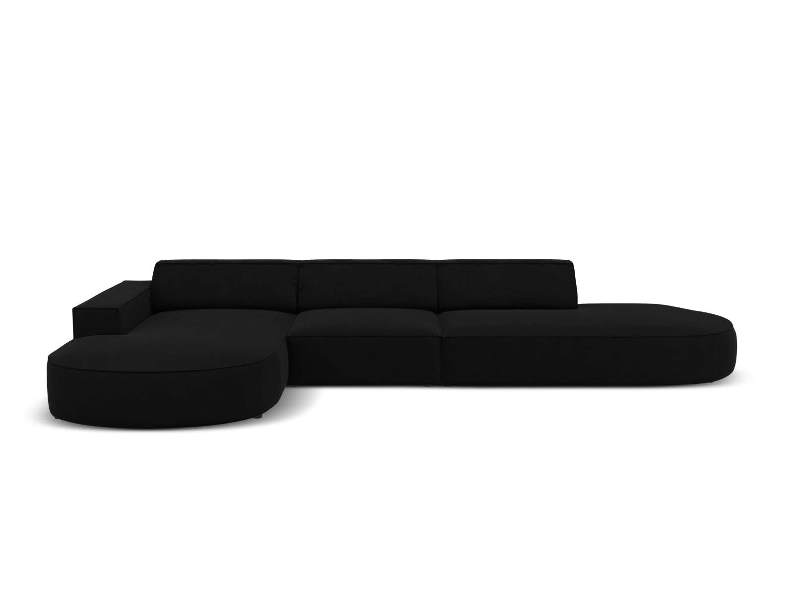 Jodie Velour modulares Ecksofa links 4 Sitzer in Black präsentiert im Onlineshop von KAQTU Design AG. Ecksofa links ist von Micadoni