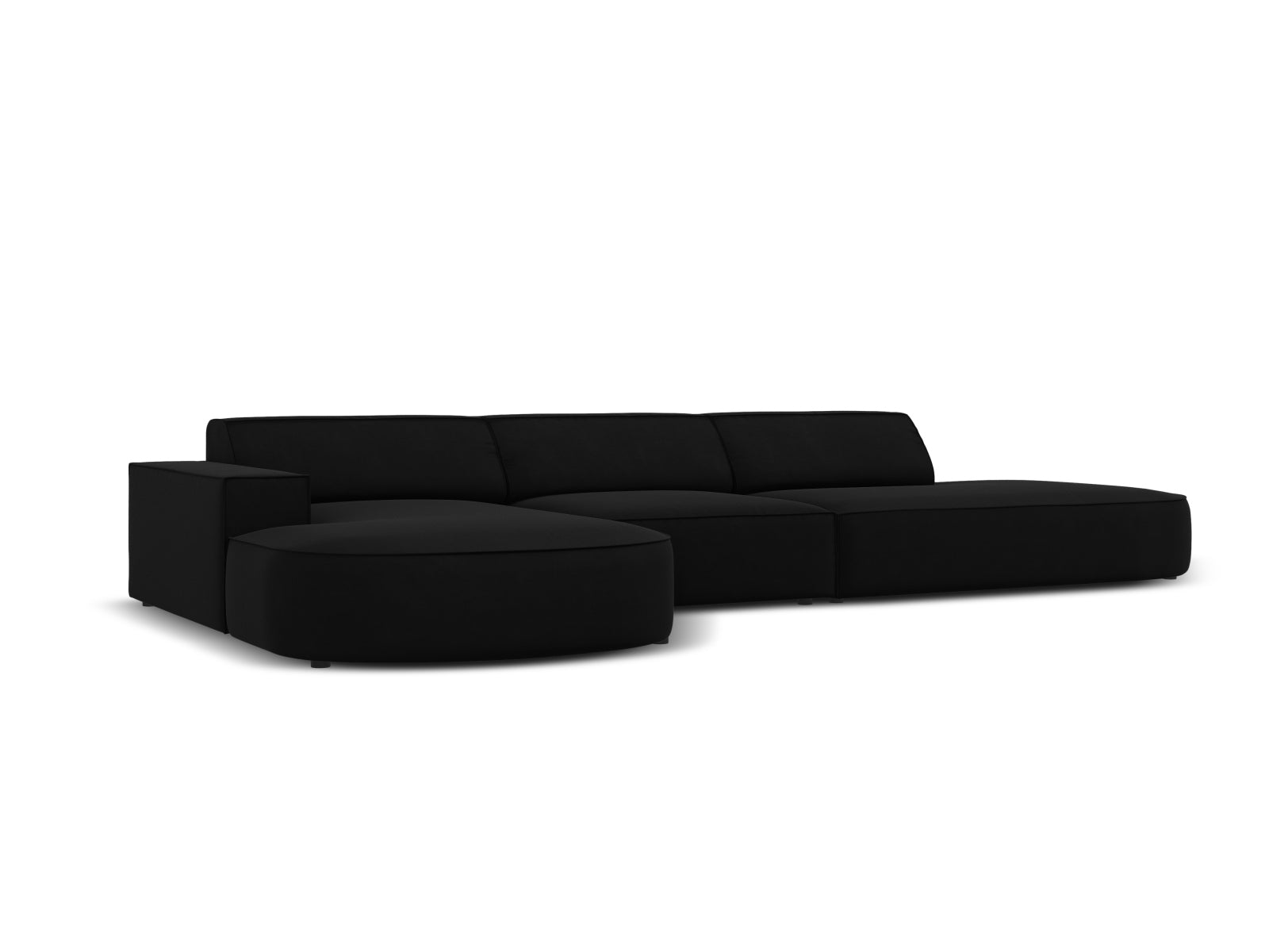 Jodie Velour modulares Ecksofa links 4 Sitzer in Black präsentiert im Onlineshop von KAQTU Design AG. Ecksofa links ist von Micadoni