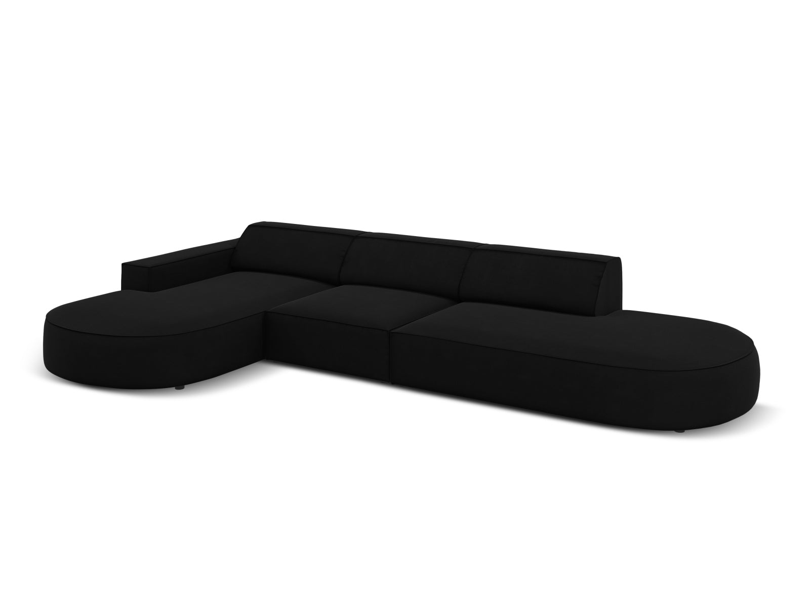 Jodie Velour modulares Ecksofa links 4 Sitzer in Black präsentiert im Onlineshop von KAQTU Design AG. Ecksofa links ist von Micadoni