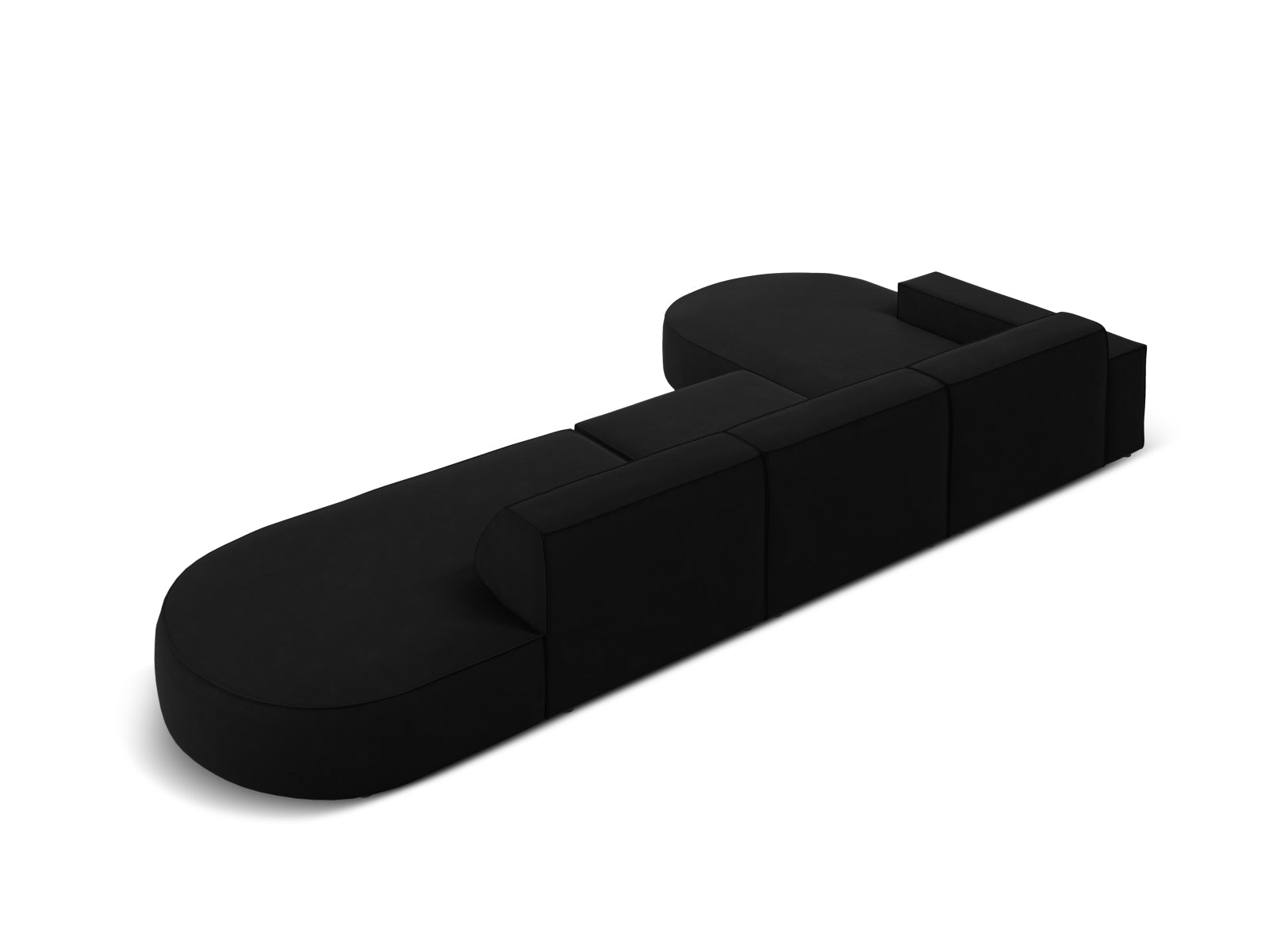 Jodie Velour modulares Ecksofa links 4 Sitzer in Black präsentiert im Onlineshop von KAQTU Design AG. Ecksofa links ist von Micadoni