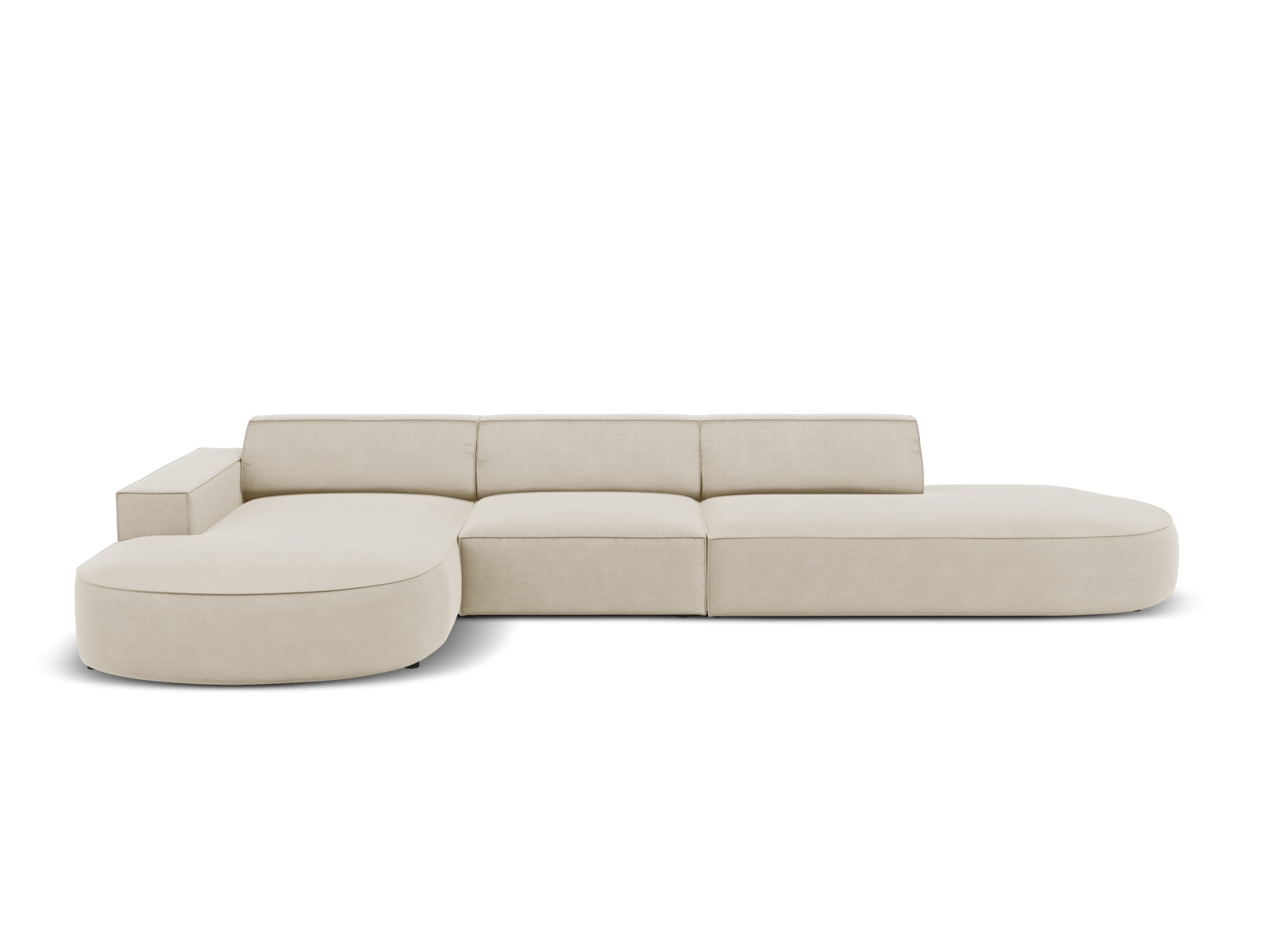 Jodie Velour modulares Ecksofa links 4 Sitzer in Dark Beige präsentiert im Onlineshop von KAQTU Design AG. Ecksofa links ist von Micadoni