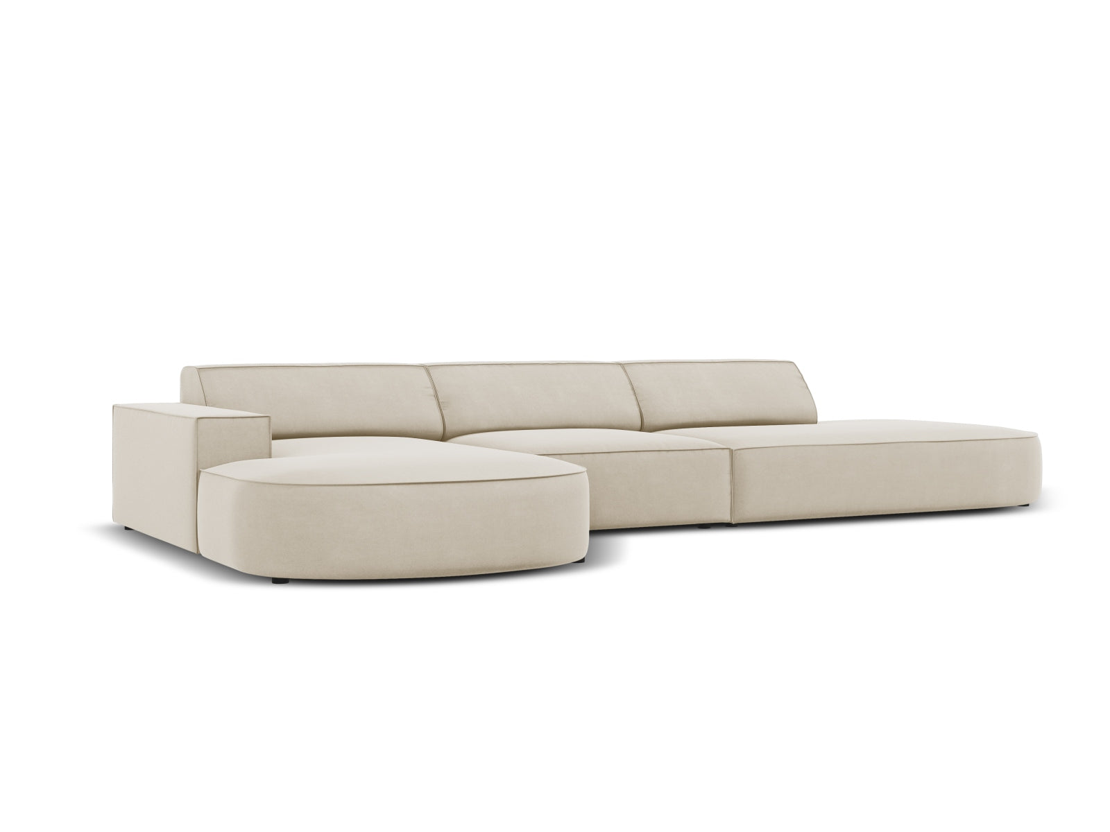 Jodie Velour modulares Ecksofa links 4 Sitzer in Dark Beige präsentiert im Onlineshop von KAQTU Design AG. Ecksofa links ist von Micadoni