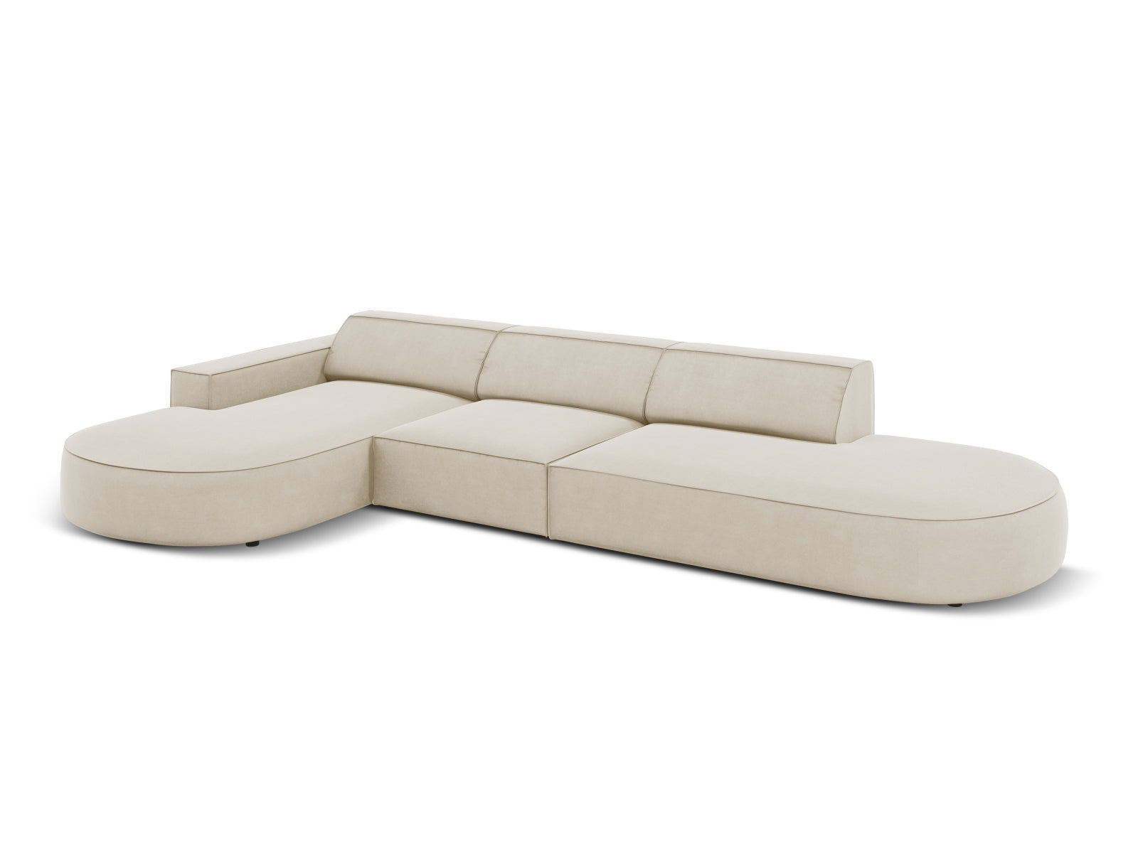 Jodie Velour modulares Ecksofa links 4 Sitzer in Dark Beige präsentiert im Onlineshop von KAQTU Design AG. Ecksofa links ist von Micadoni