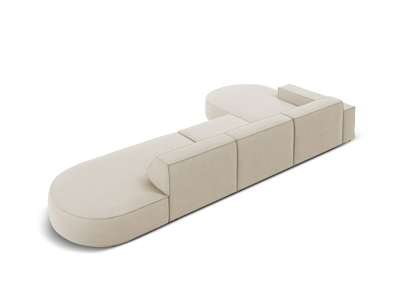 Jodie Velour modulares Ecksofa links 4 Sitzer in Dark Beige präsentiert im Onlineshop von KAQTU Design AG. Ecksofa links ist von Micadoni