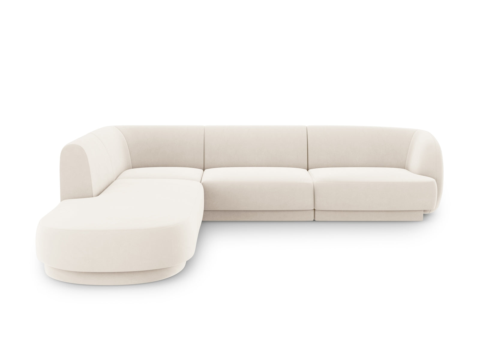 Miley Velour Ecksofa links 6 Sitzer in Light Beige-Bluvel präsentiert im Onlineshop von KAQTU Design AG. Ecksofa links ist von Micadoni