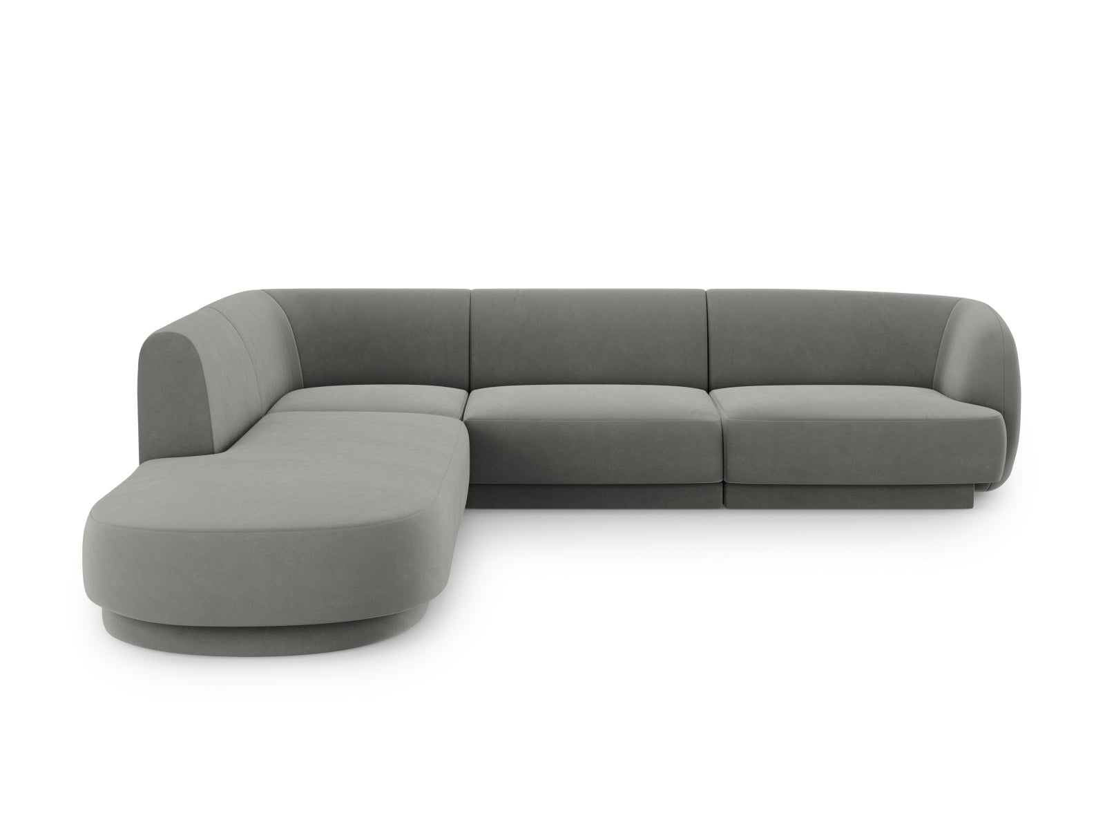 Miley Velour Ecksofa links 6 Sitzer in Light Grey-Bluvel präsentiert im Onlineshop von KAQTU Design AG. Ecksofa links ist von Micadoni