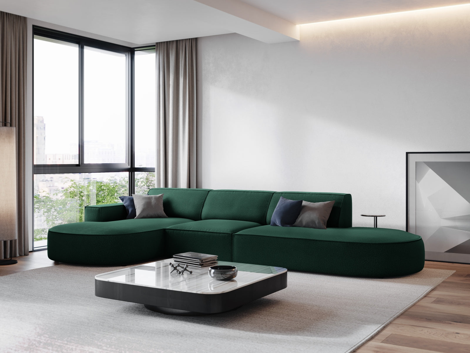 Jodie Modulares Ecksofa links 4 Sitzer in Green präsentiert im Onlineshop von KAQTU Design AG. Ecksofa links ist von Micadoni