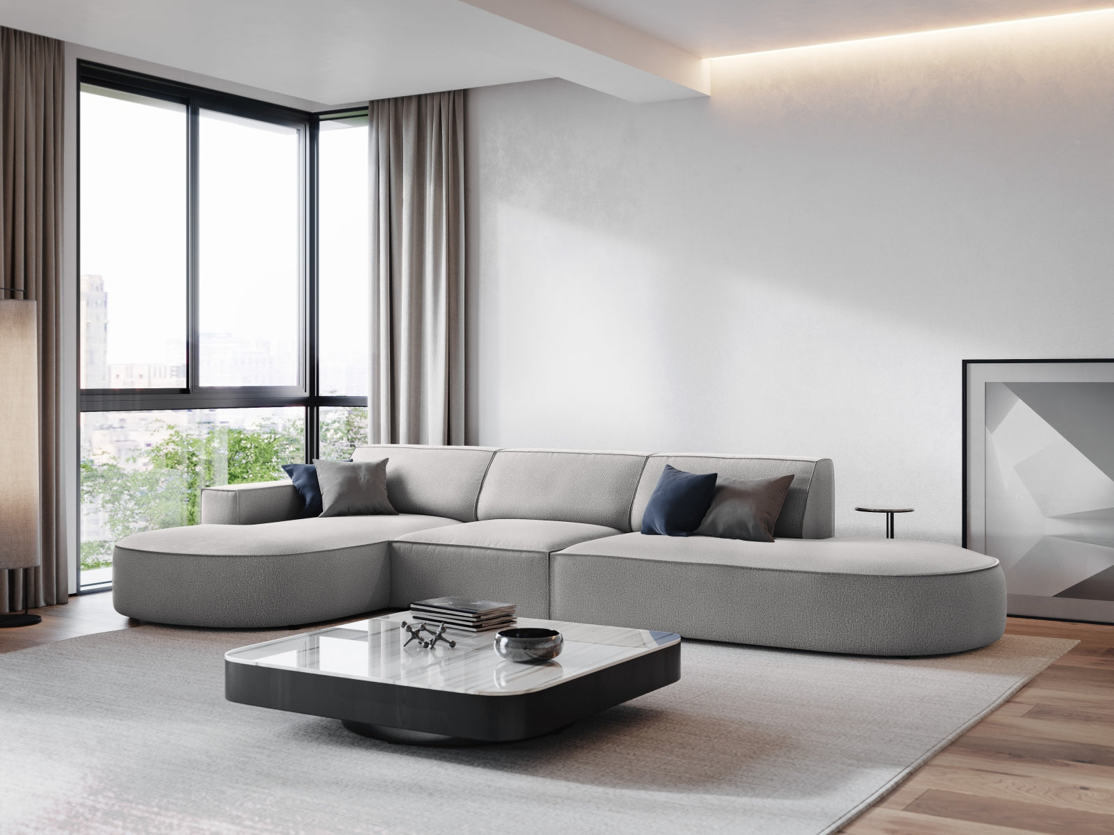 Jodie Modulares Ecksofa links 4 Sitzer in Light Grey präsentiert im Onlineshop von KAQTU Design AG. Ecksofa links ist von Micadoni