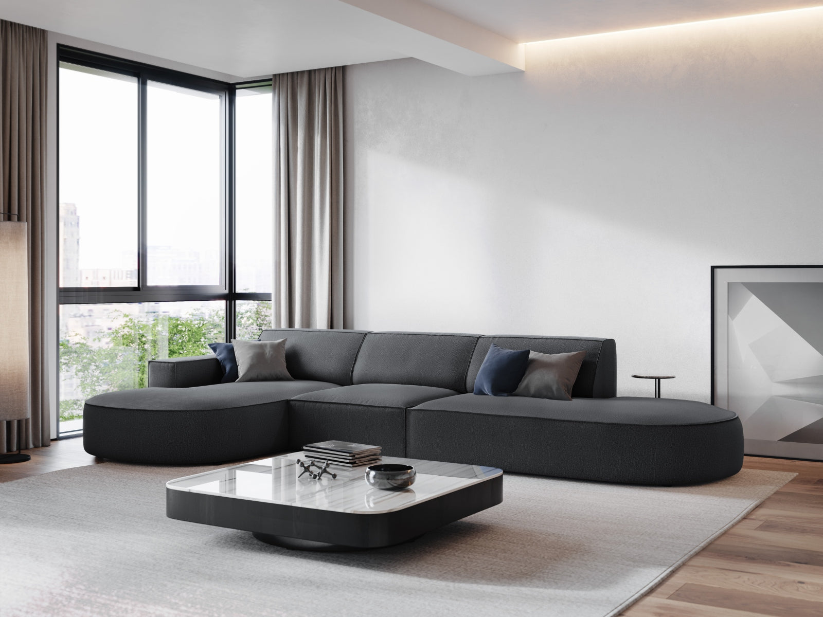 Jodie Modulares Ecksofa links 4 Sitzer in Dark Grey präsentiert im Onlineshop von KAQTU Design AG. Ecksofa links ist von Micadoni