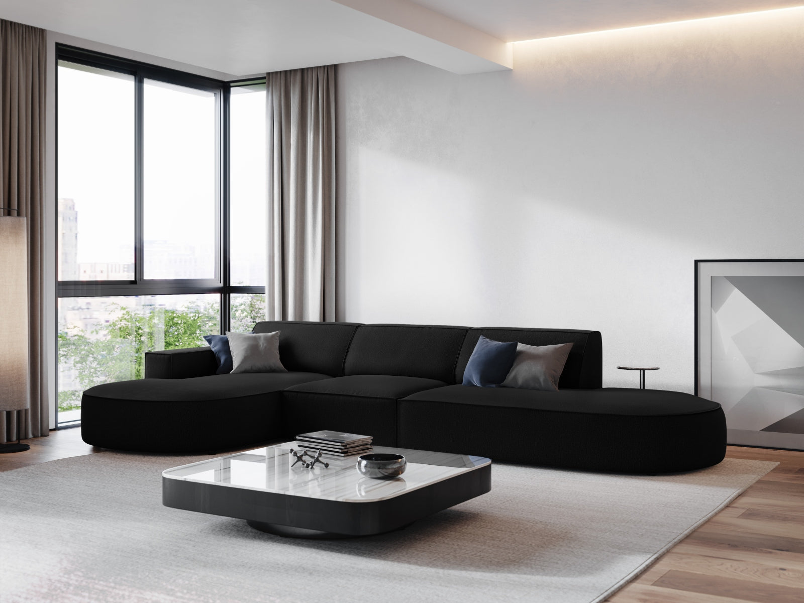 Jodie Modulares Ecksofa links 4 Sitzer in Black präsentiert im Onlineshop von KAQTU Design AG. Ecksofa links ist von Micadoni