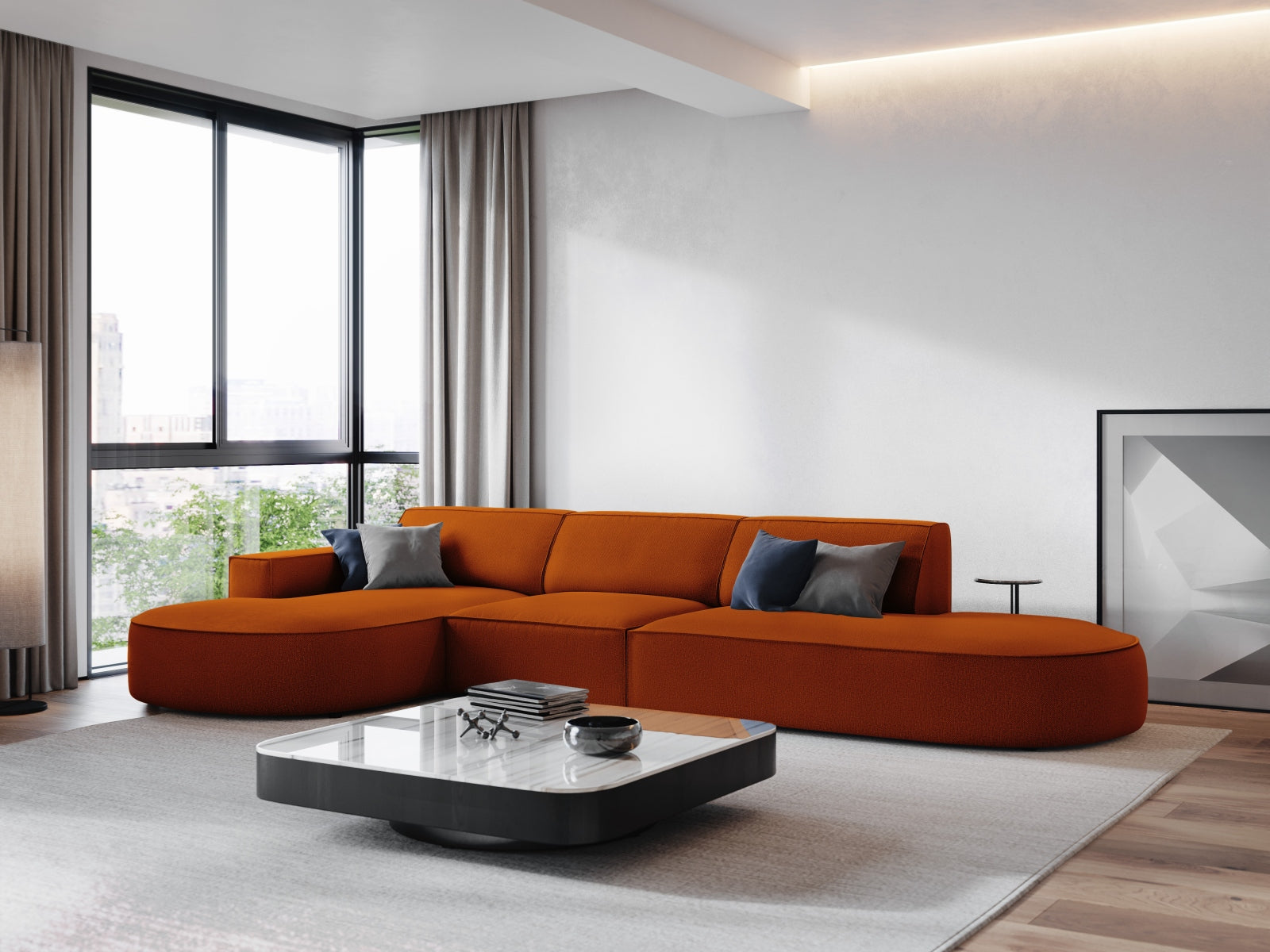 Jodie Modulares Ecksofa links 4 Sitzer in Terracotta präsentiert im Onlineshop von KAQTU Design AG. Ecksofa links ist von Micadoni