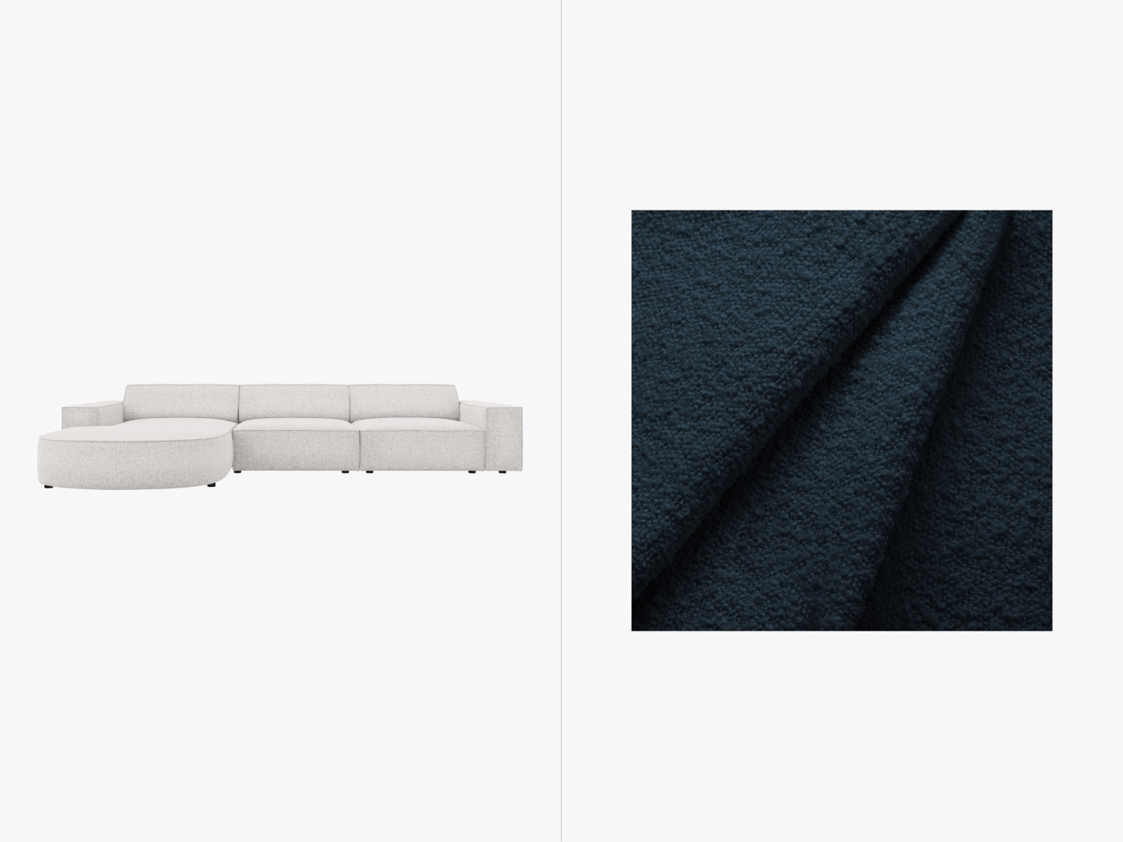 Jodie Boucle modulares Ecksofa links 4 Sitzer in Dark Blue präsentiert im Onlineshop von KAQTU Design AG. Ecksofa links ist von Micadoni