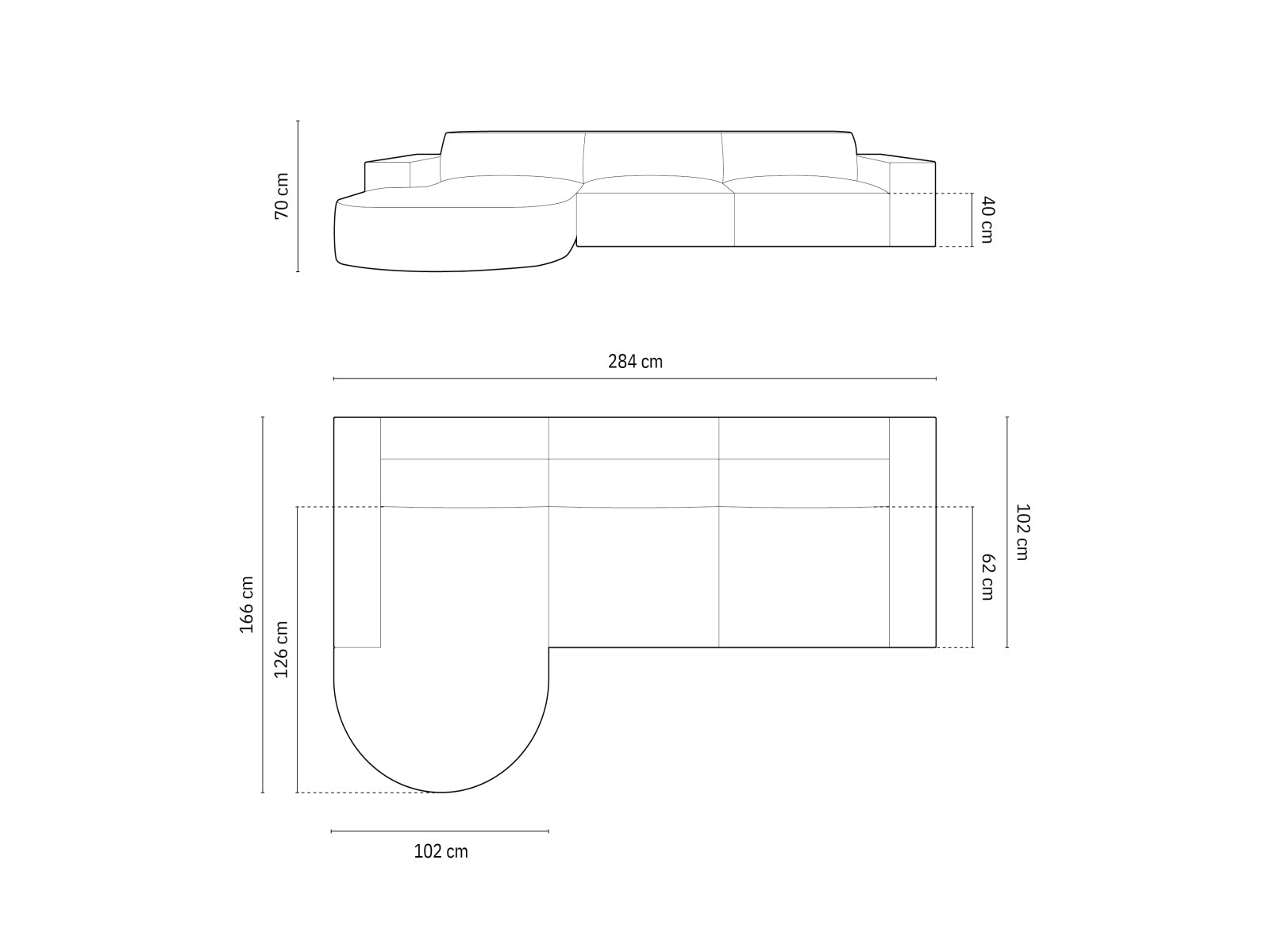 Jodie Modulares Ecksofa links 4 Sitzer in Light Grey präsentiert im Onlineshop von KAQTU Design AG. Ecksofa links ist von Micadoni