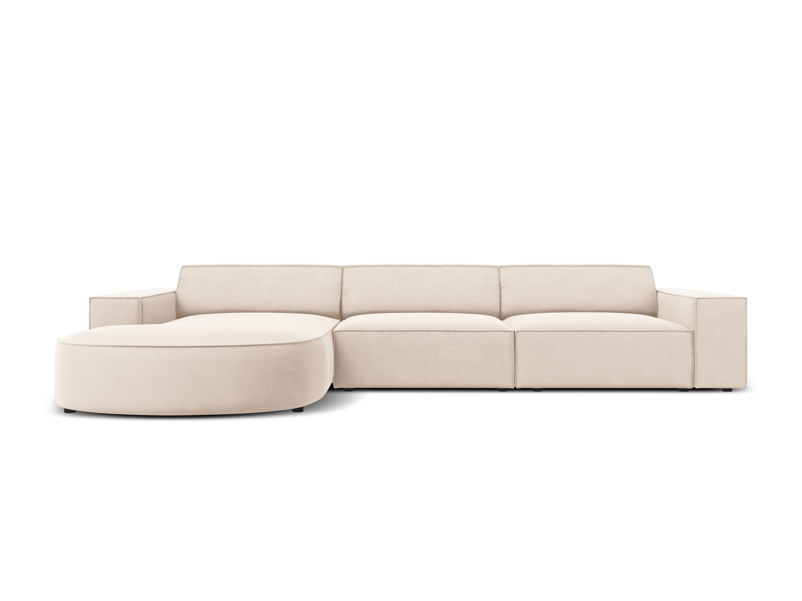 Jodie Velour modulares Ecksofa links 4 Sitzer in Light Beige präsentiert im Onlineshop von KAQTU Design AG. Ecksofa links ist von Micadoni