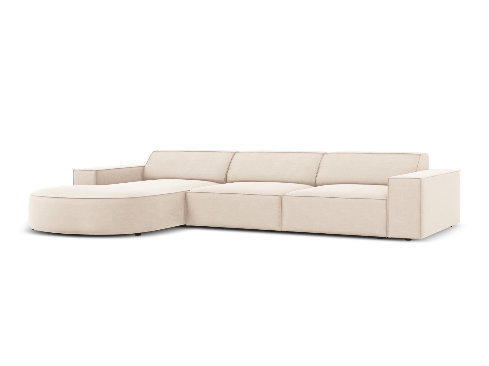 Jodie Velour modulares Ecksofa links 4 Sitzer in Light Beige präsentiert im Onlineshop von KAQTU Design AG. Ecksofa links ist von Micadoni