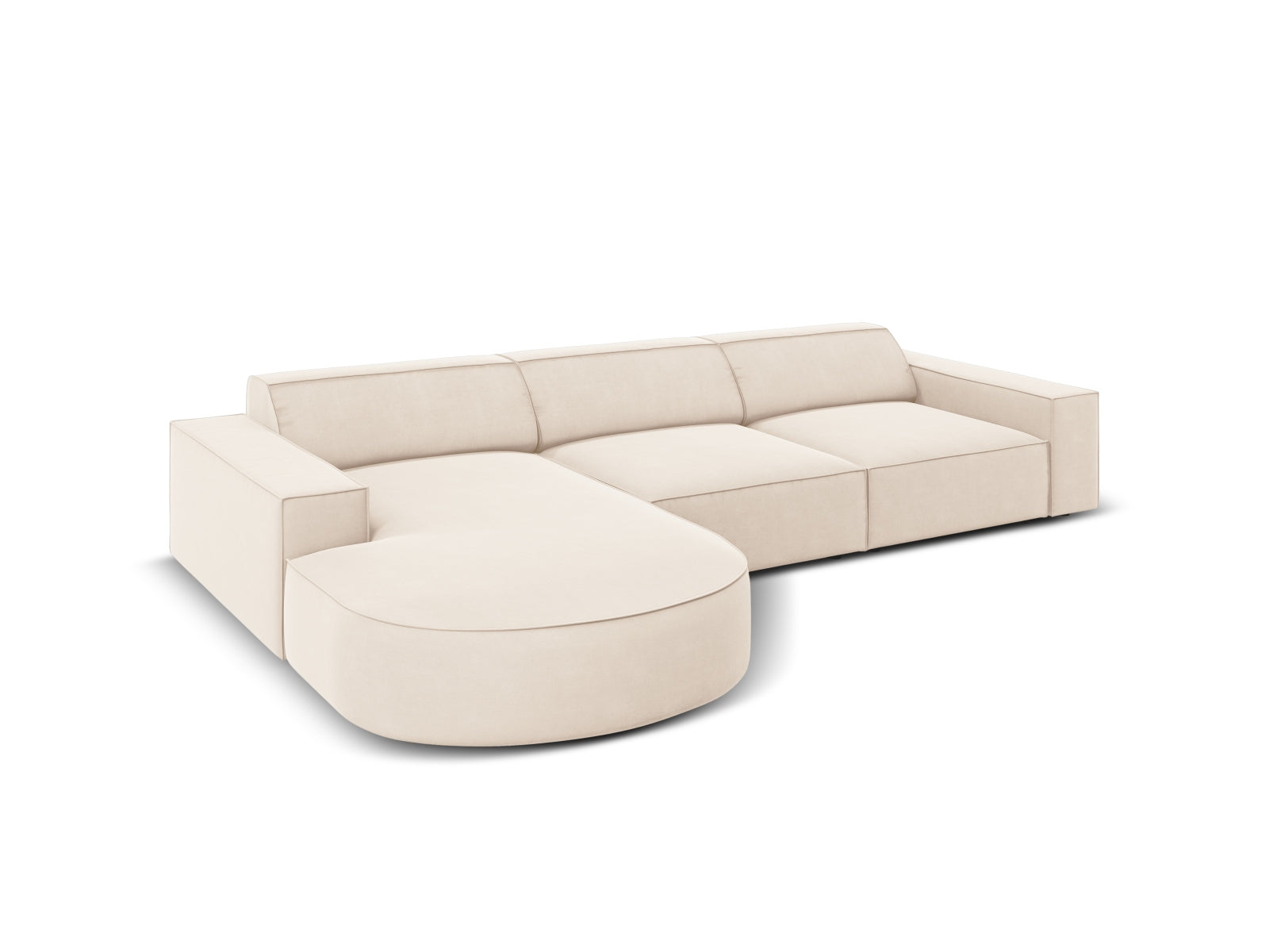 Jodie Velour modulares Ecksofa links 4 Sitzer in Light Beige präsentiert im Onlineshop von KAQTU Design AG. Ecksofa links ist von Micadoni