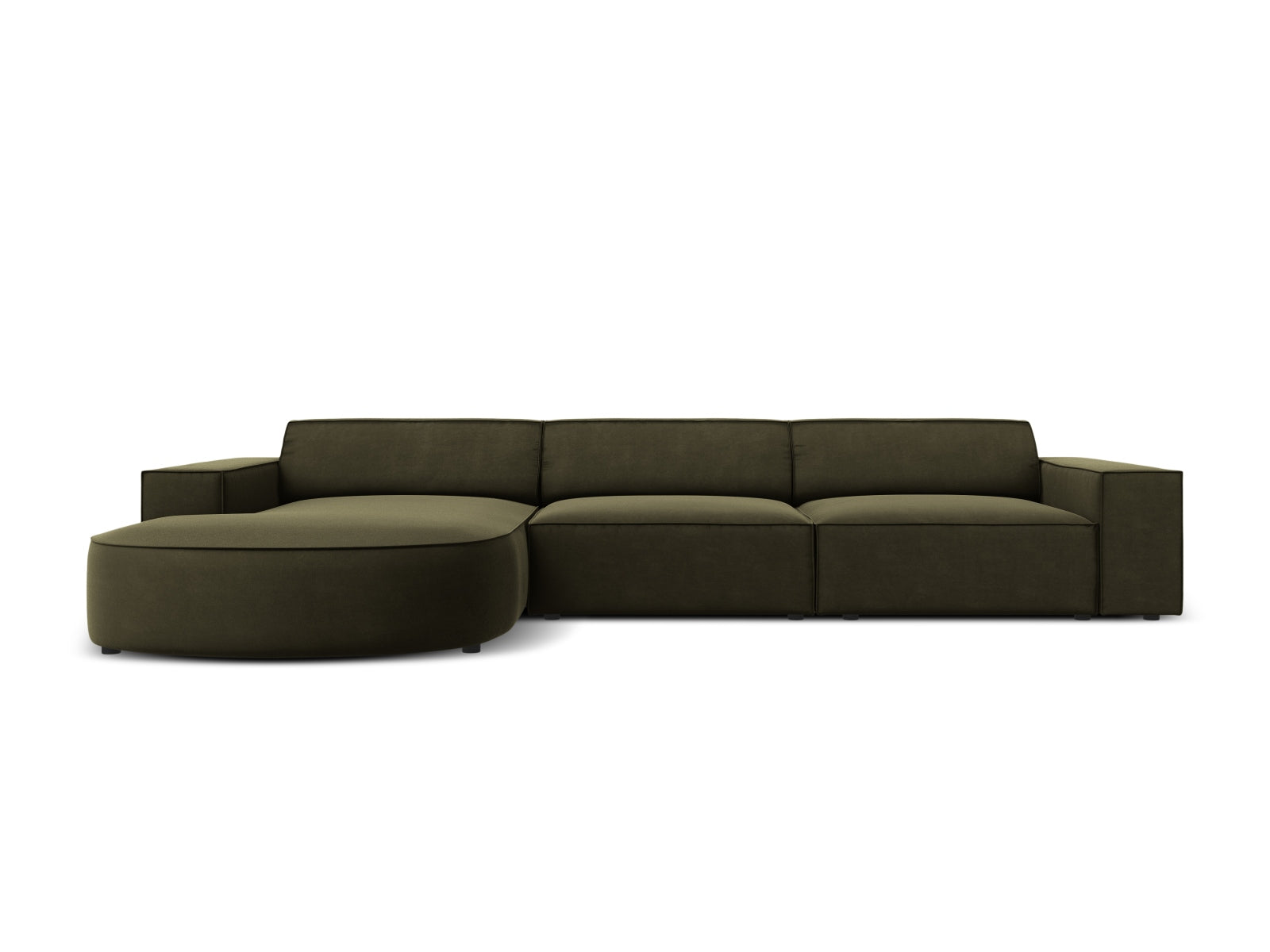 Jodie Velour modulares Ecksofa links 4 Sitzer in Green präsentiert im Onlineshop von KAQTU Design AG. Ecksofa links ist von Micadoni