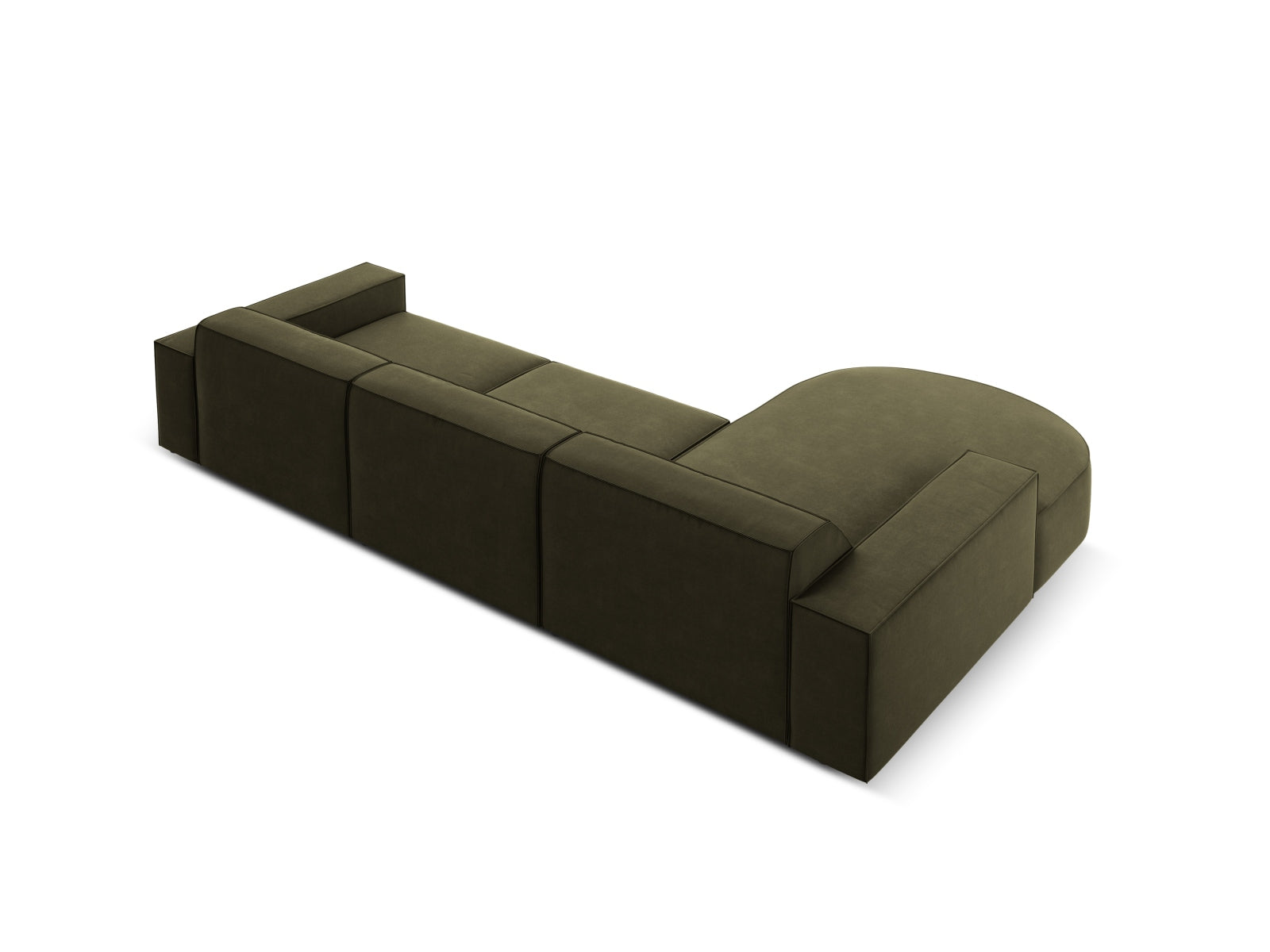 Jodie Velour modulares Ecksofa links 4 Sitzer in Green präsentiert im Onlineshop von KAQTU Design AG. Ecksofa links ist von Micadoni