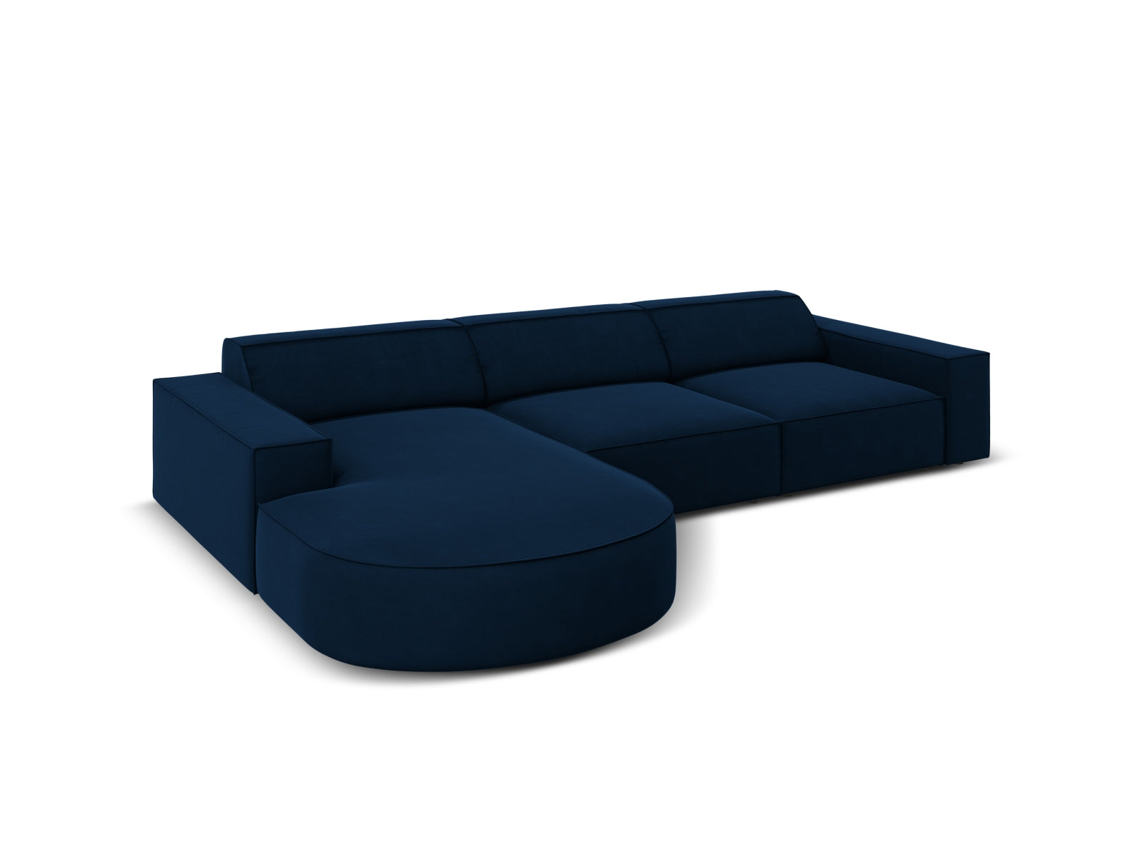 Jodie Velour modulares Ecksofa links 4 Sitzer in Royal Blue präsentiert im Onlineshop von KAQTU Design AG. Ecksofa links ist von Micadoni