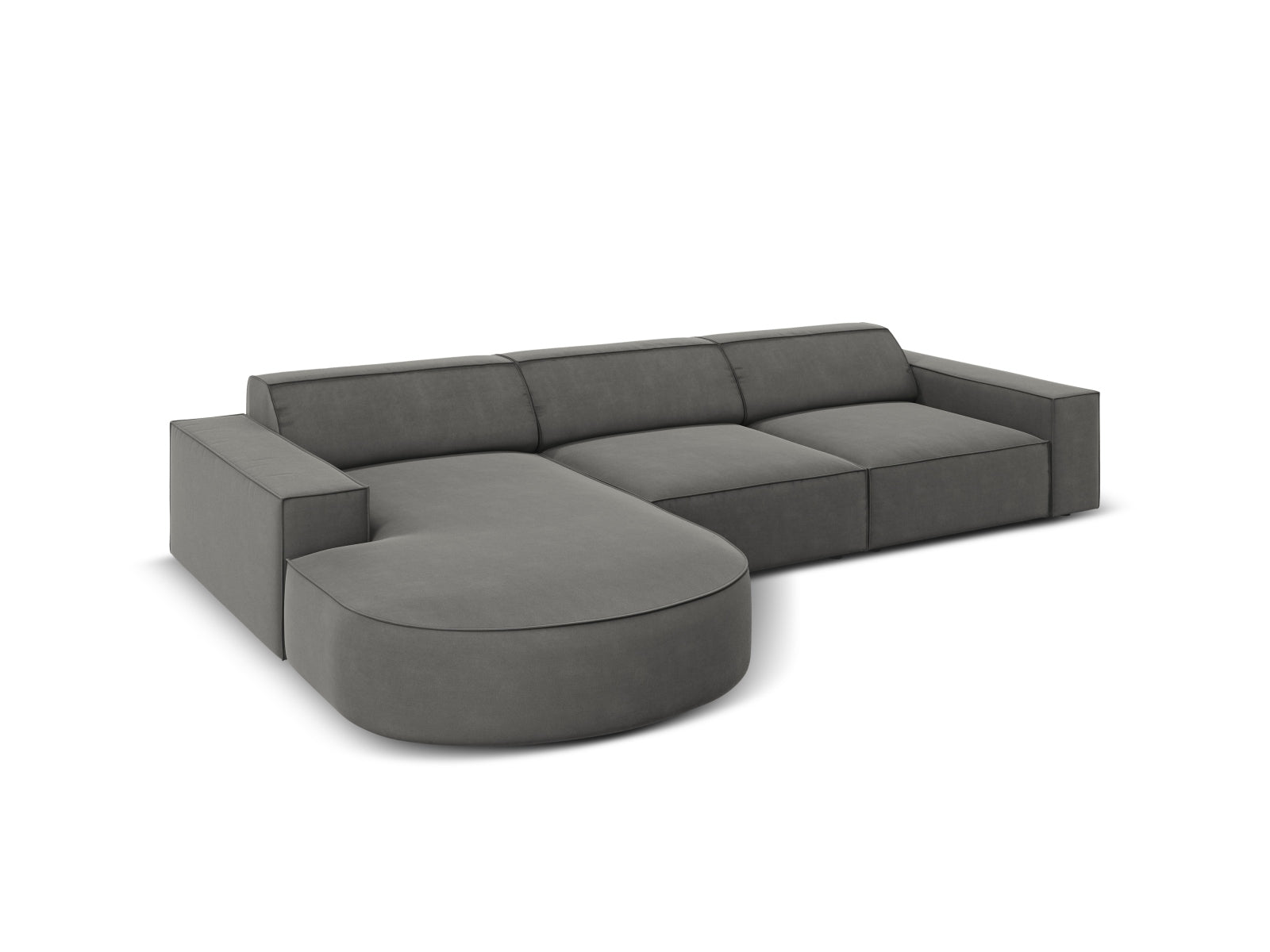 Jodie Velour modulares Ecksofa links 4 Sitzer in Light Grey präsentiert im Onlineshop von KAQTU Design AG. Ecksofa links ist von Micadoni