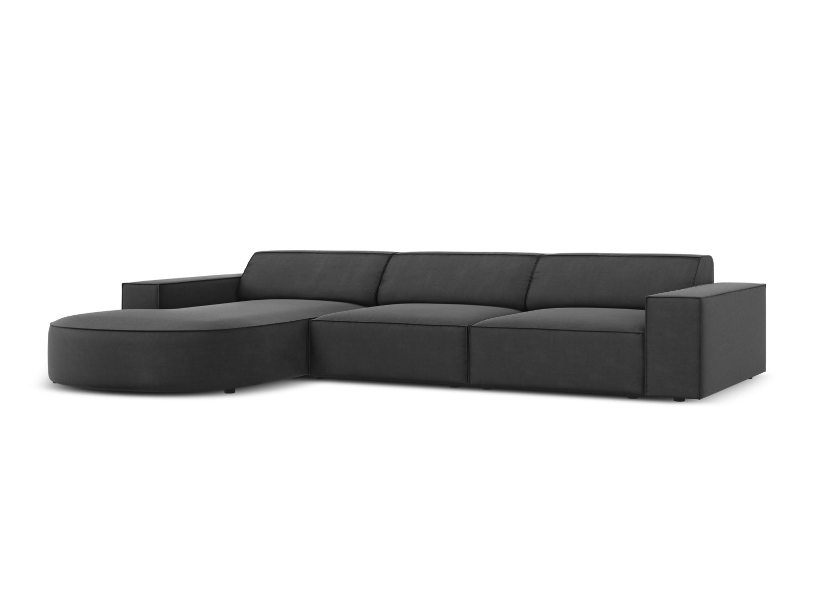 Jodie Velour modulares Ecksofa links 4 Sitzer in Grey präsentiert im Onlineshop von KAQTU Design AG. Ecksofa links ist von Micadoni
