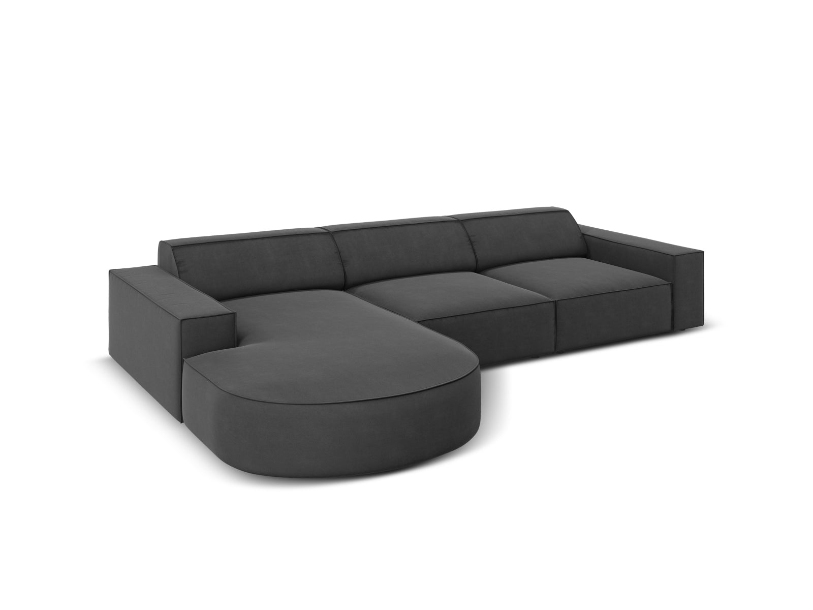 Jodie Velour modulares Ecksofa links 4 Sitzer in Grey präsentiert im Onlineshop von KAQTU Design AG. Ecksofa links ist von Micadoni